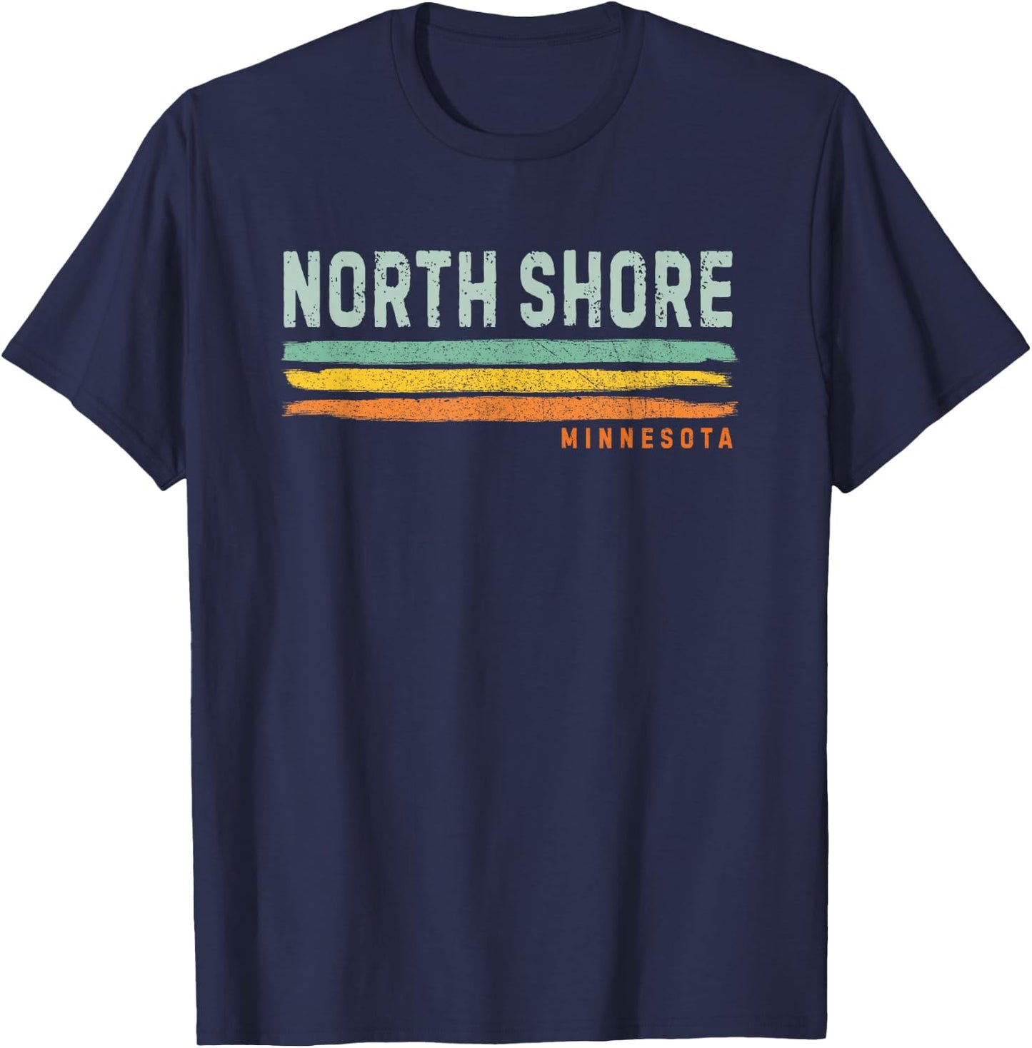 Vintage Stripes North Shore MN T-Shirt - T-Shirt | Navy