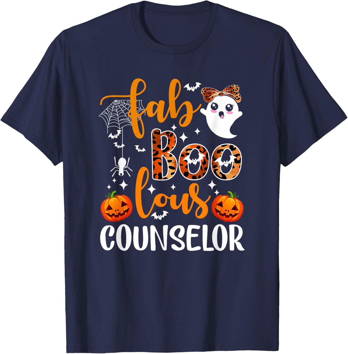 Cute Ghost Faboolous Counselor Funny Counselor Halloween T-Shirt - T-Shirt | Navy