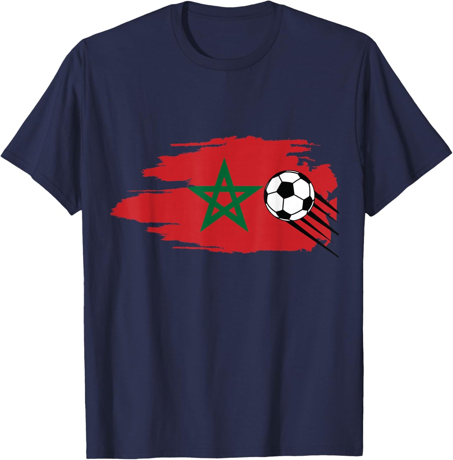 Morocco Moroccan Flag Soccer Football Lover T-Shirt - T-Shirt | Navy