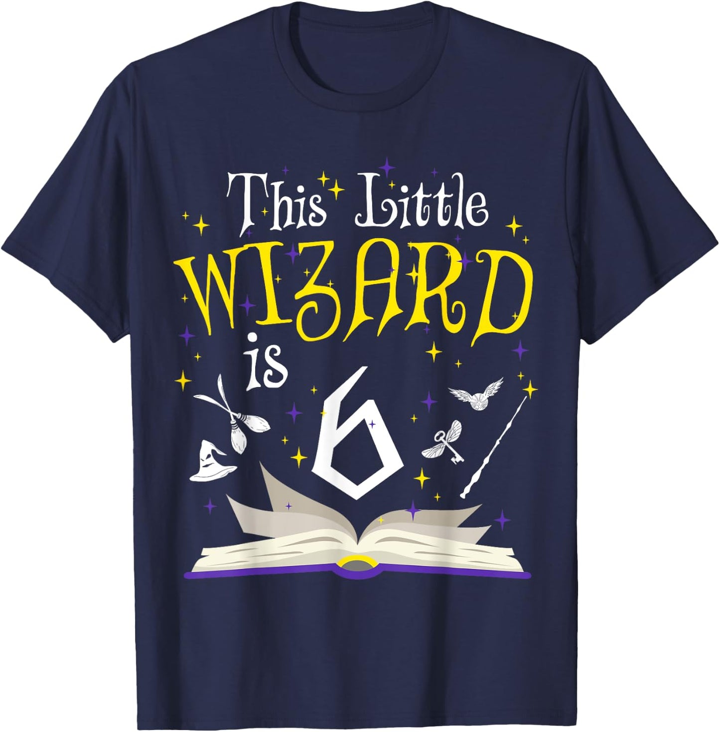 6th B-Day Magic Wizard 6 Year Old Birthday Matching Family T-Shirt - T-Shirt | Navy