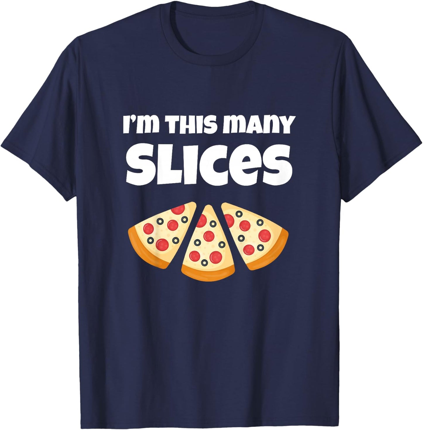 Cute Pizza 3rd Birthday I'm This Many Slices 3-Year-Old T-Shirt - T-Shirt | Navy