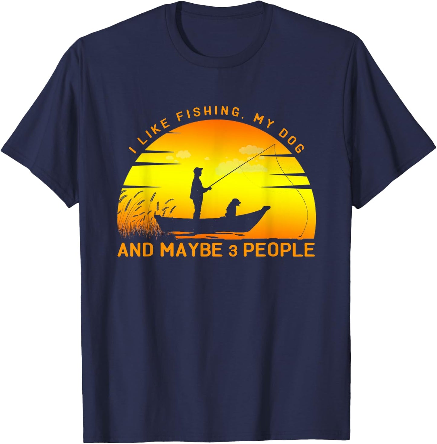 I like fishing, my dog and maybe 3 people - Vintage fishing Women Kids T-Shirt - T-Shirt | Navy