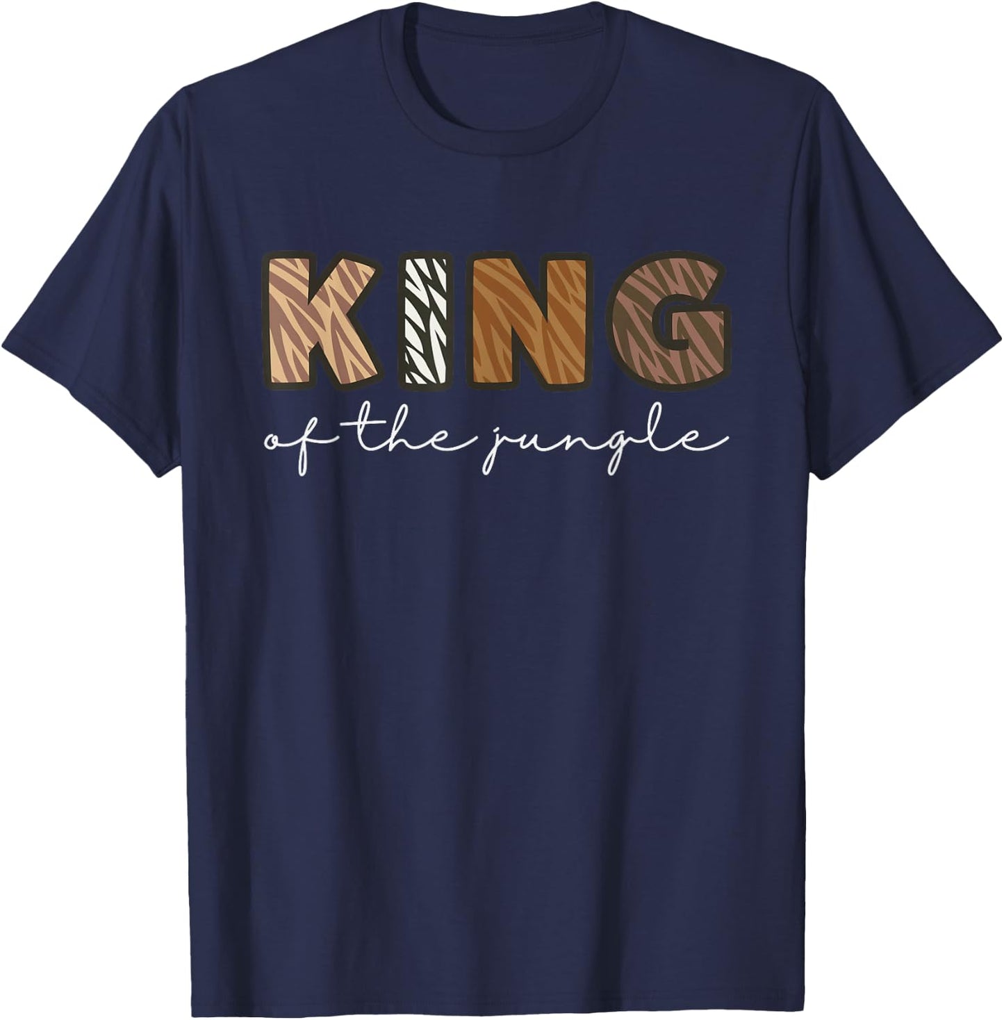 King Of The Jungle Zoo Theme Birthday Safari Jungle Party T-Shirt - T-Shirt | Navy