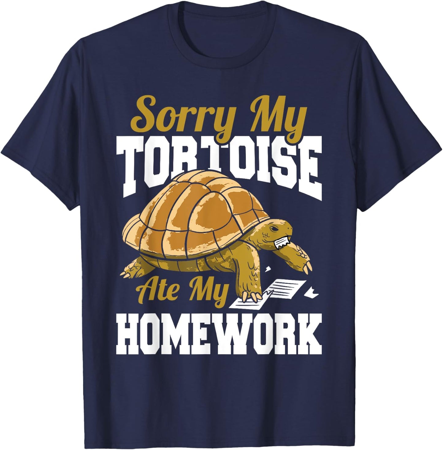 Sorry My Tortoise Ate My Homework School Reptile Kids T-Shirt - T-Shirt | Navy