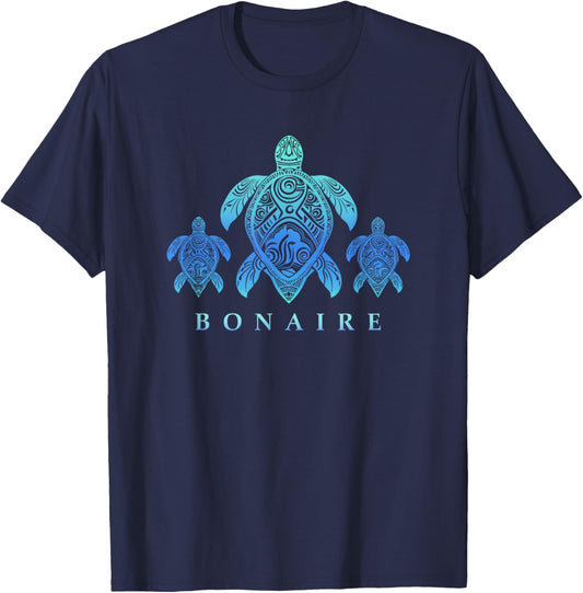 Bonaire - Tribal Hawksbill & Green Turtles T-Shirt - T-Shirt | Navy