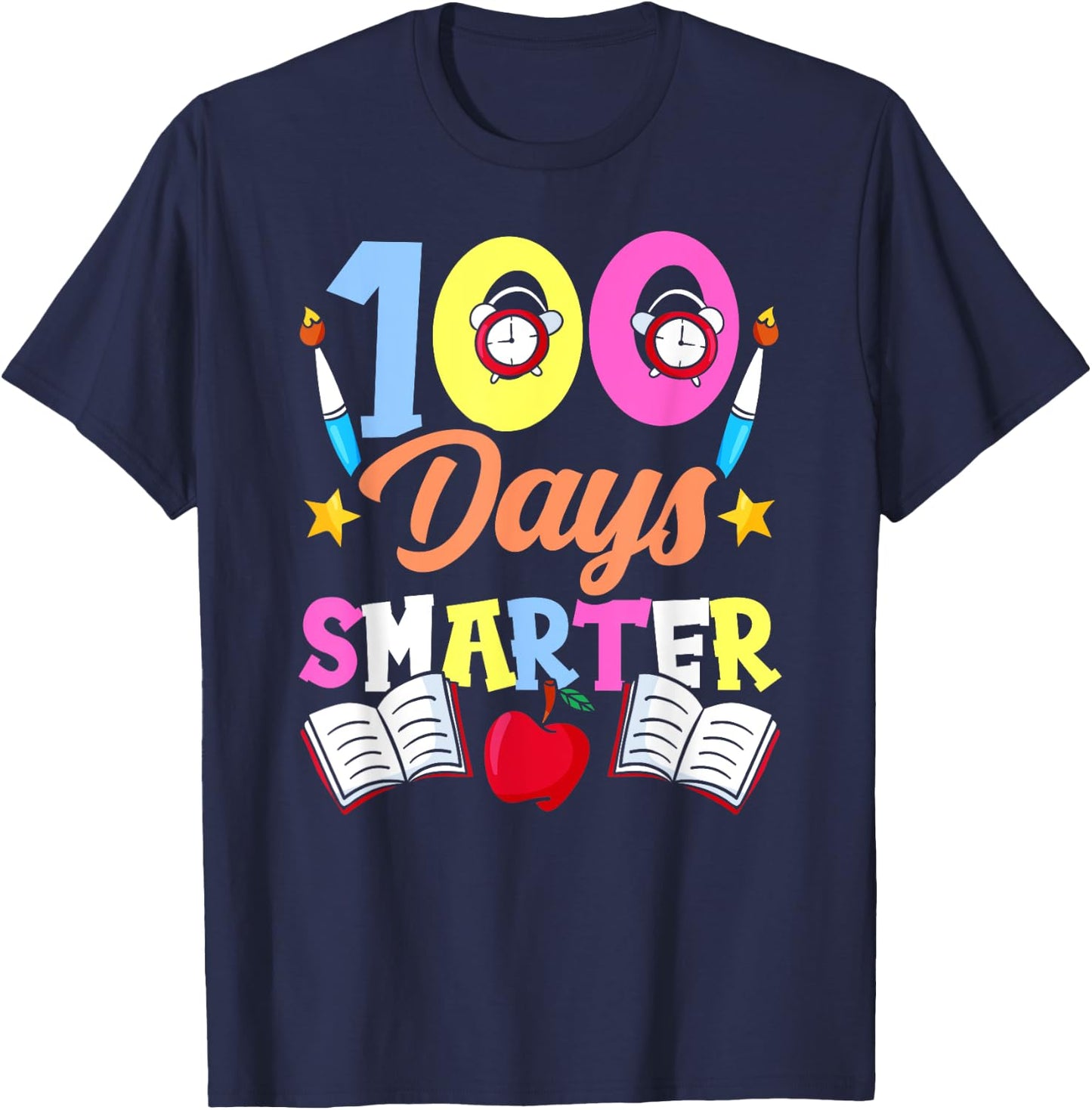 100 Days Smarter Sayings Sweet Cute Team T-Shirt - T-Shirt | Navy