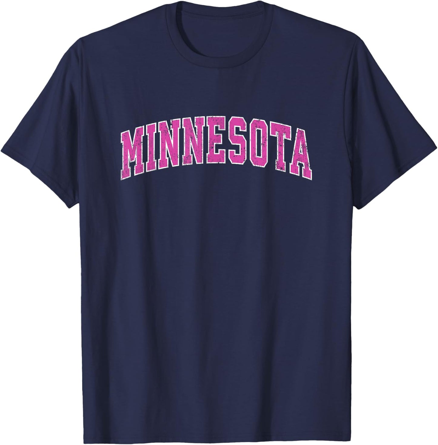 Minnesota MN Vintage Sports Design Pink Design T-Shirt - T-Shirt | Navy