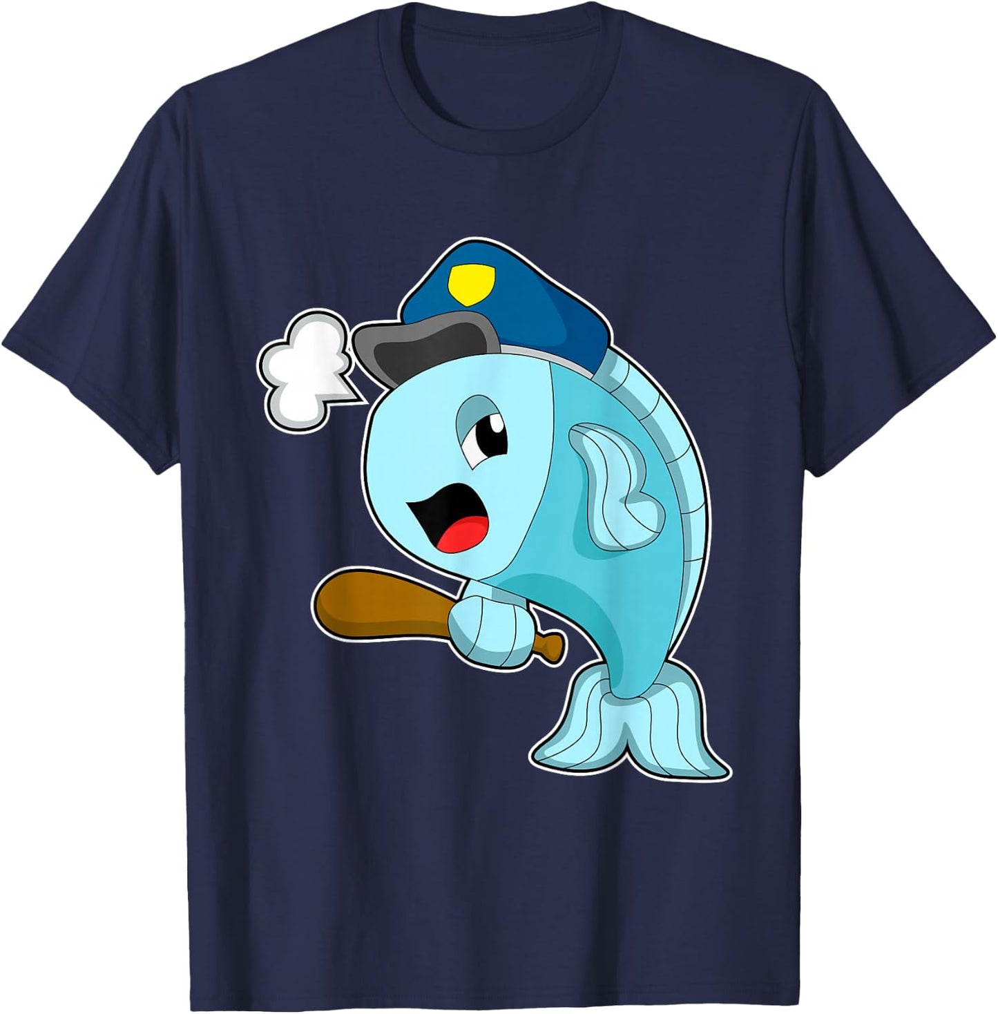 Fish Cop Baton Police T-Shirt - T-Shirt | Navy