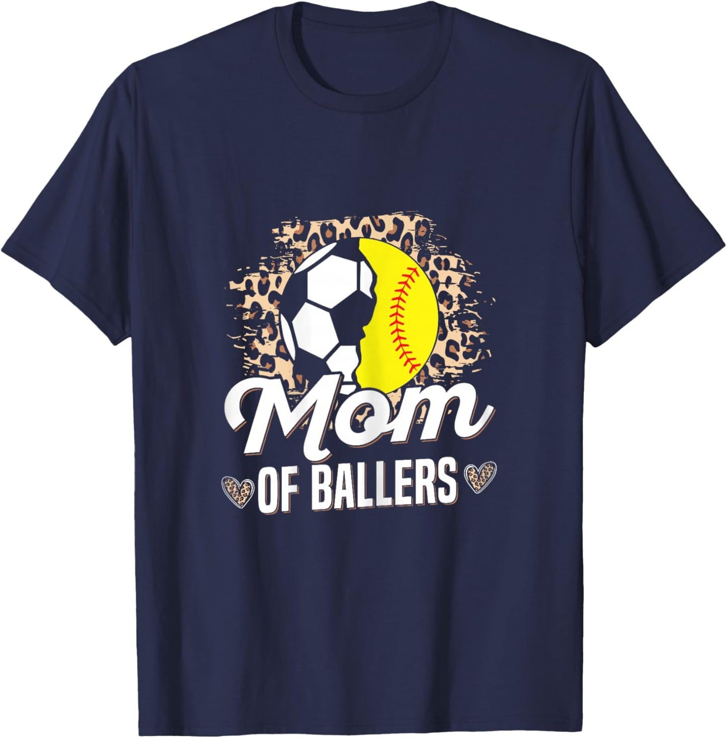 Mom of ballers Design for a Mom of softball and soccer T-Shirt - T-Shirt | Navy