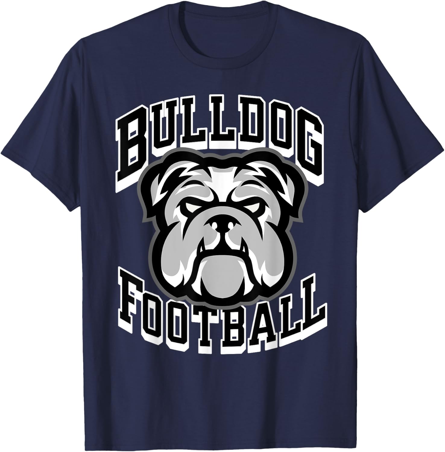 Bulldogs Football Game Day Print Mom Dad Black T-Shirt - T-Shirt | Navy