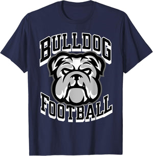 Bulldogs Football Game Day Print Mom Dad Black T-Shirt - T-Shirt | Navy