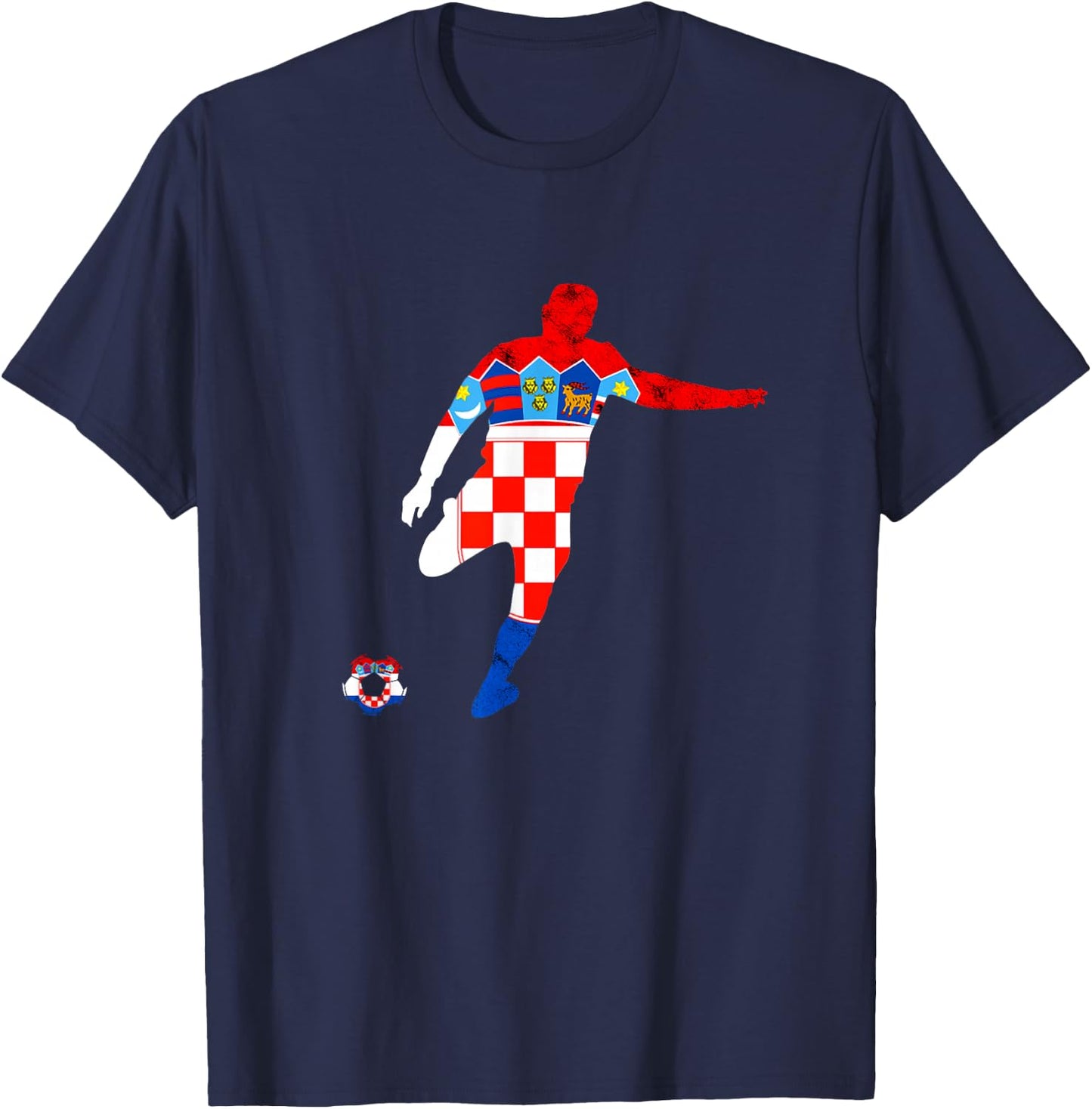 Croatia Croatian Roots Croatian Soccer Player Croatian Flag T-Shirt - T-Shirt | Navy