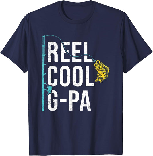 Reel Cool G-Pa Fishing Shirt Funny Grandpa Father's Day T-Shirt - T-Shirt | Navy