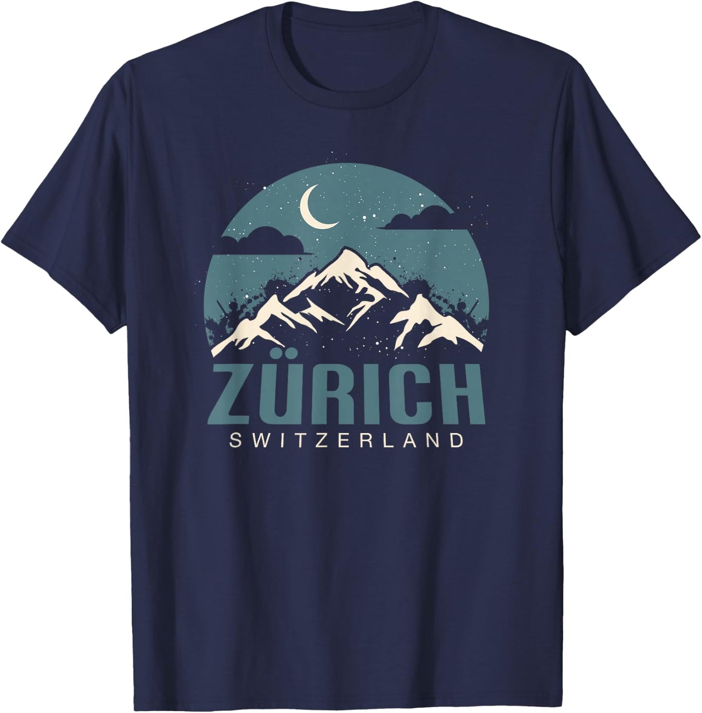 Switzerland Swiss Alps Mountains Of Zurich T-Shirt - T-Shirt | Navy