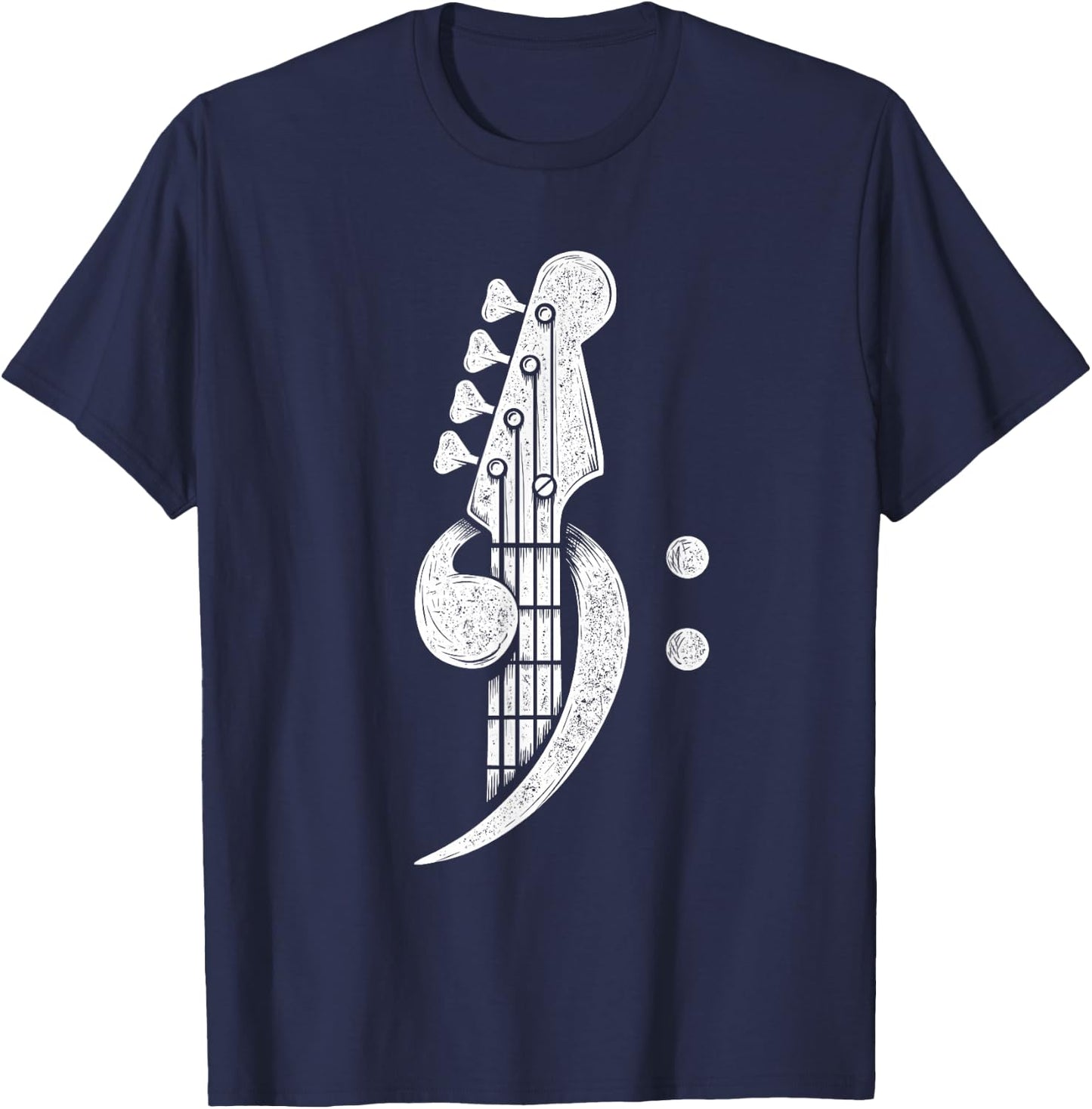 Bass Cleff - Headstock Bassist Bass Guitar Musician Music T-Shirt - T-Shirt | Navy