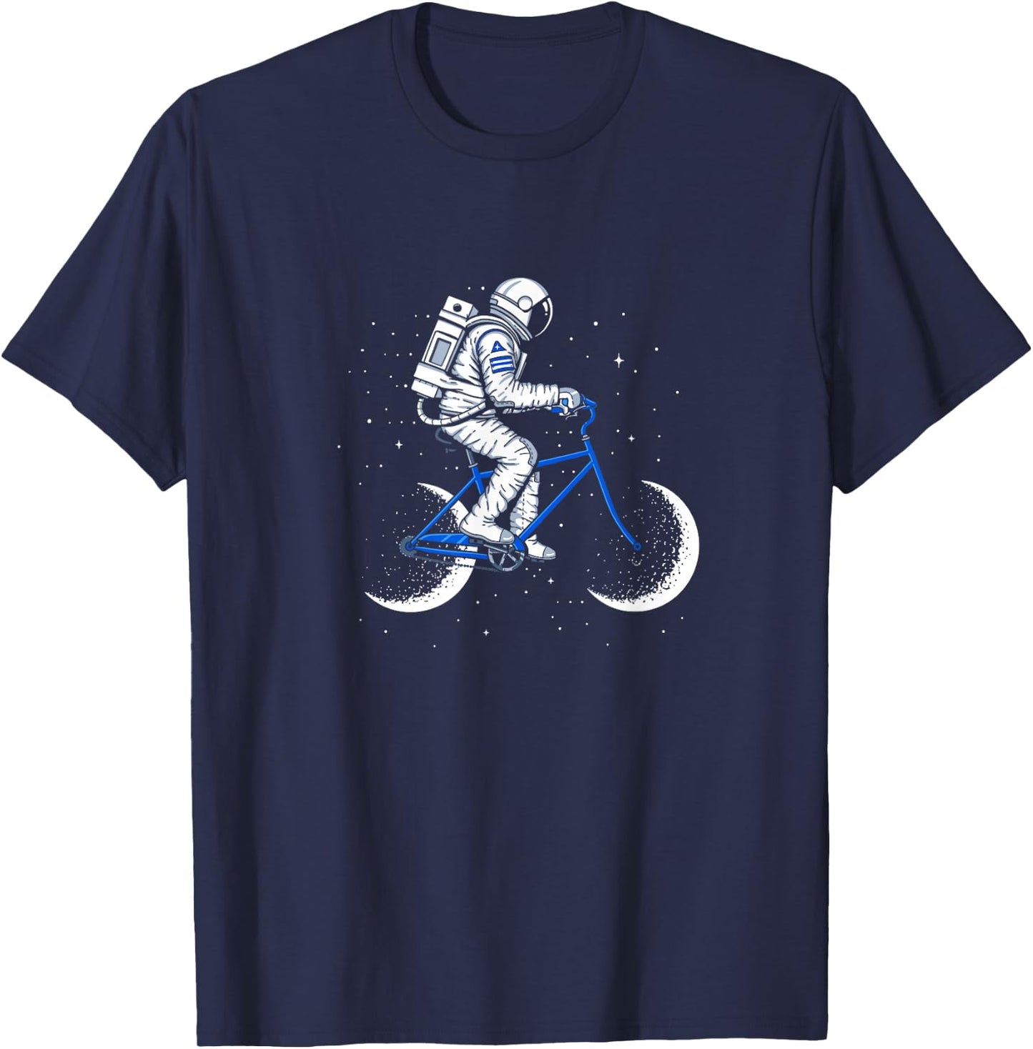 Moon Cycle Astronaut on Bicycle Space Galaxy T-Shirt - T-Shirt | Navy