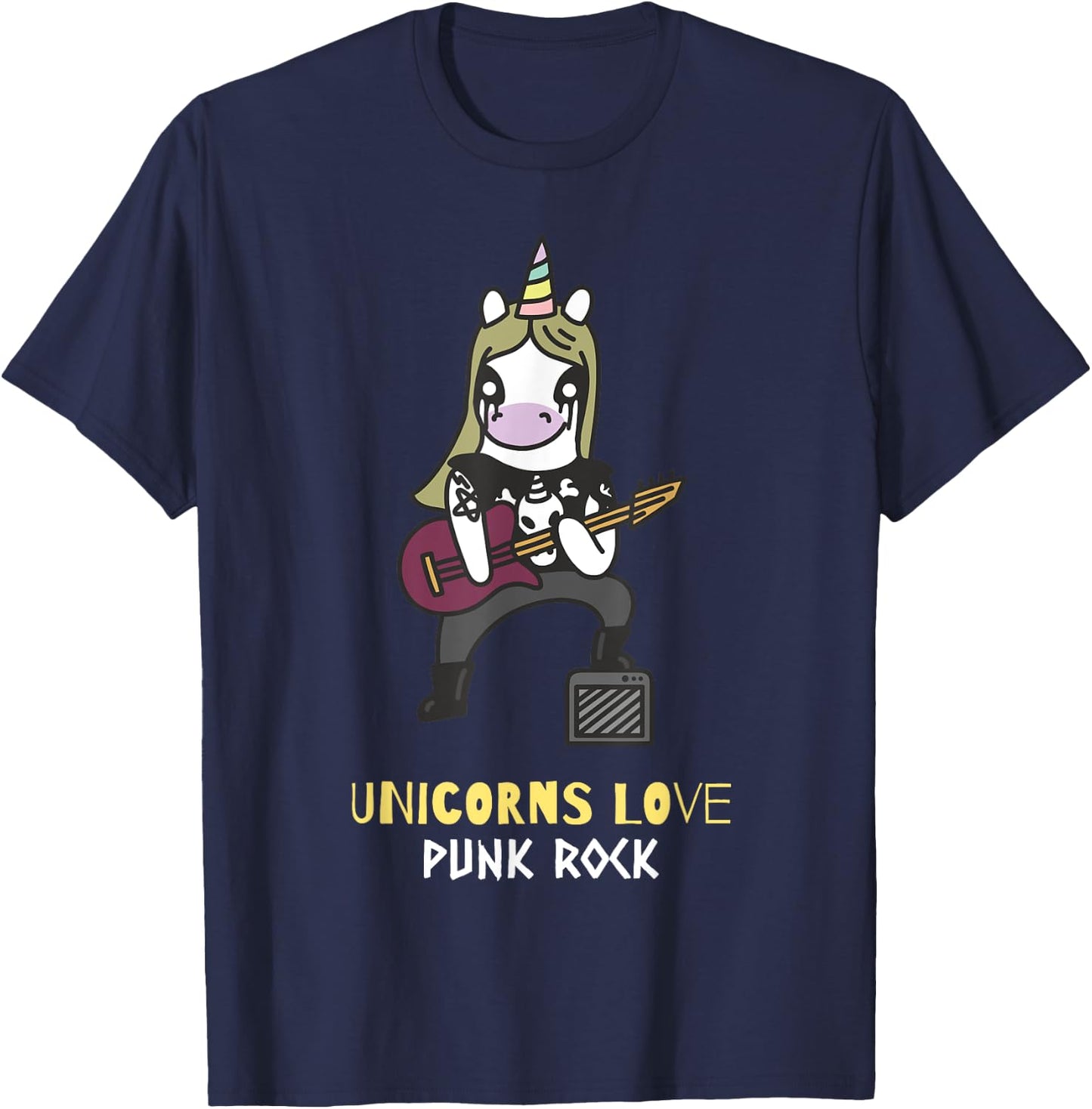 Punk Rock Unicorn Band Unicorns Love Punk Rock T-Shirt - T-Shirt | Navy