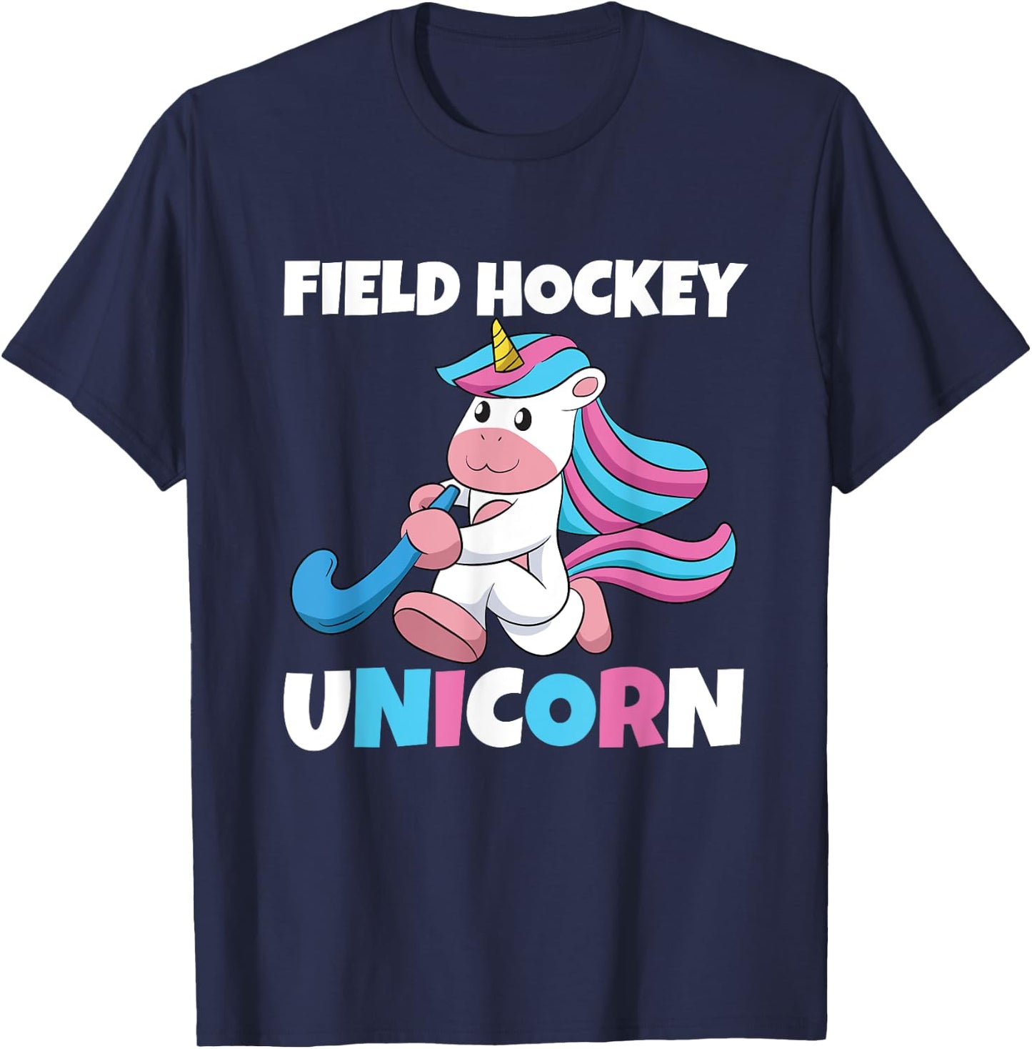 Field Hockey Unicorn Scoring Sports Assists Goalkeeper T-Shirt - T-Shirt | Navy
