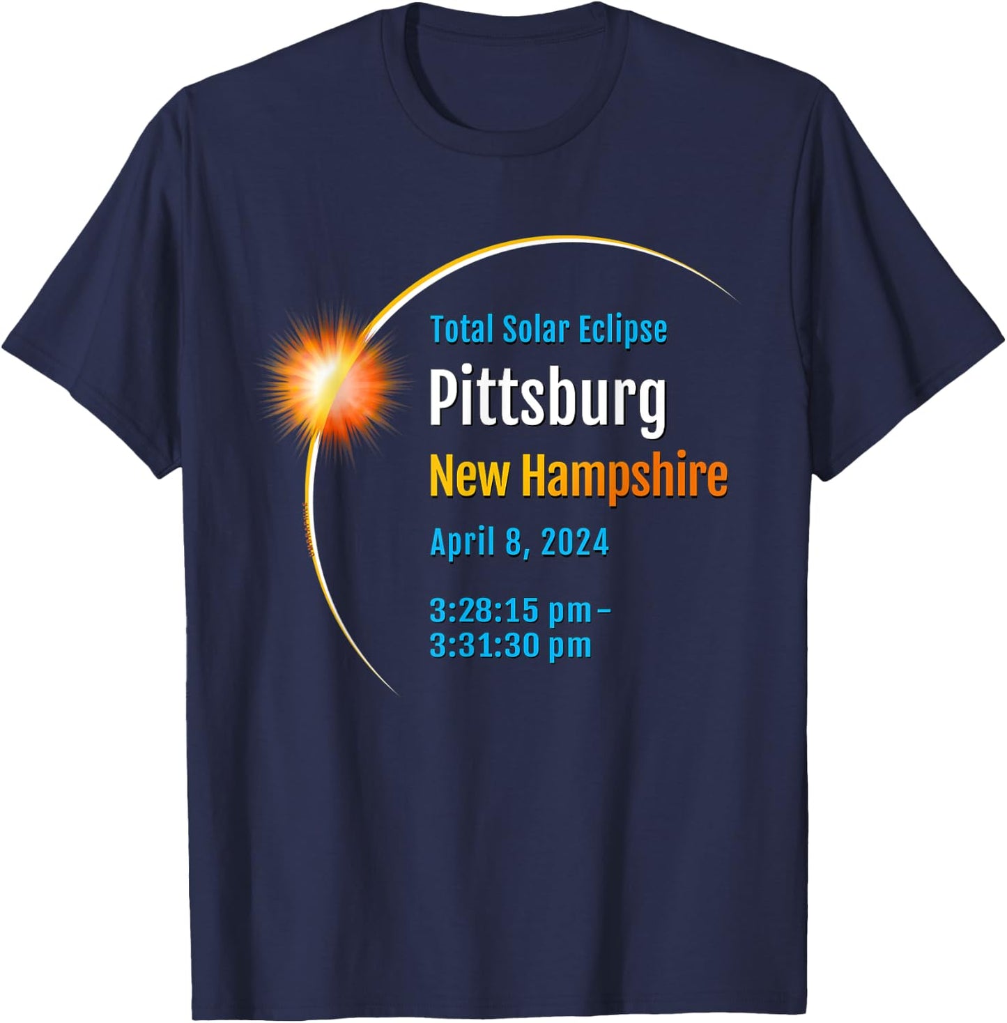 Pittsburg New Hampshire NH Total Solar Eclipse 2024 :: 1 :: T-Shirt - T-Shirt | Navy