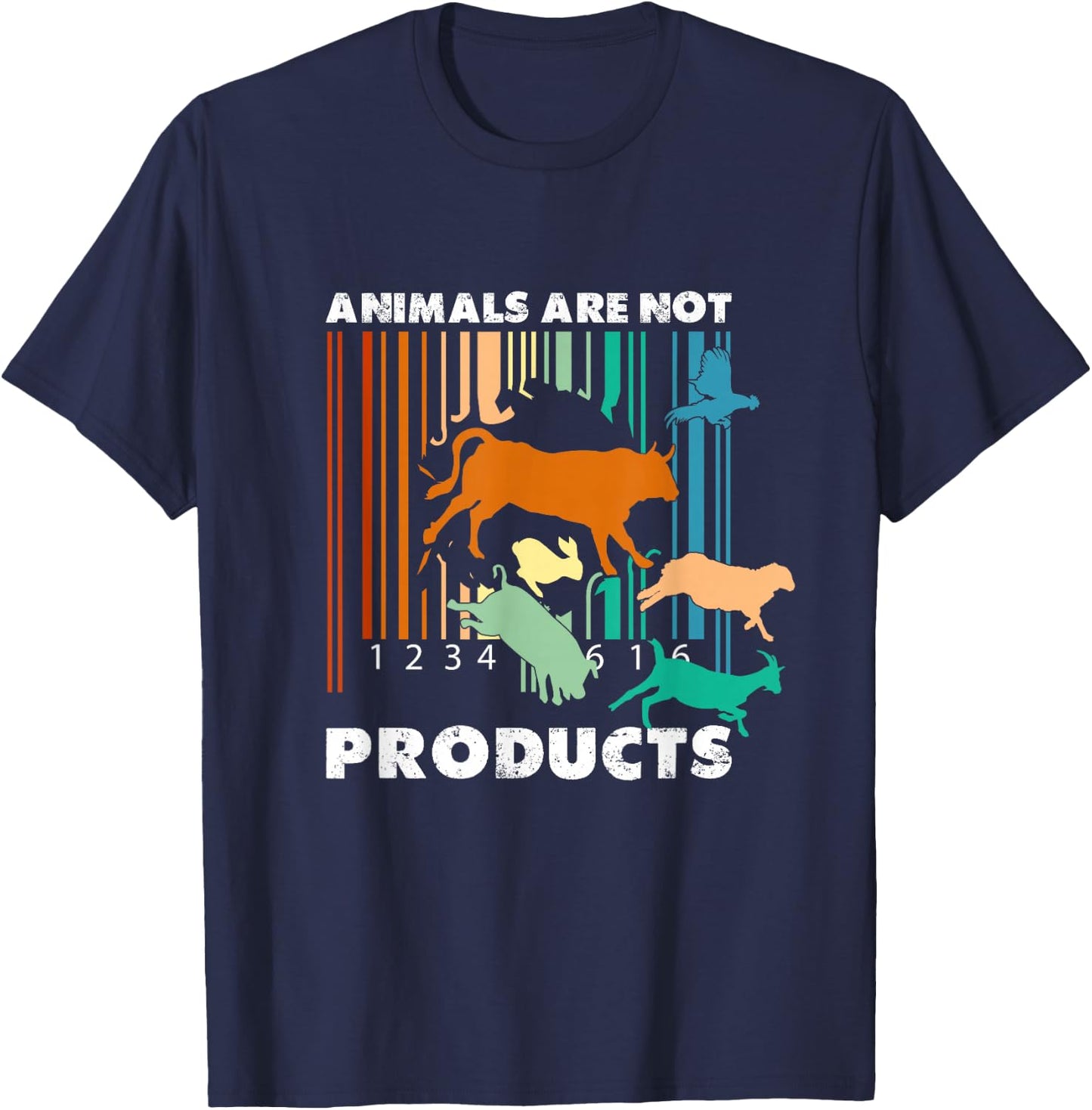 Animal Liberation Barcode Retro Welfare Animal Rights T-Shirt - T-Shirt | Navy