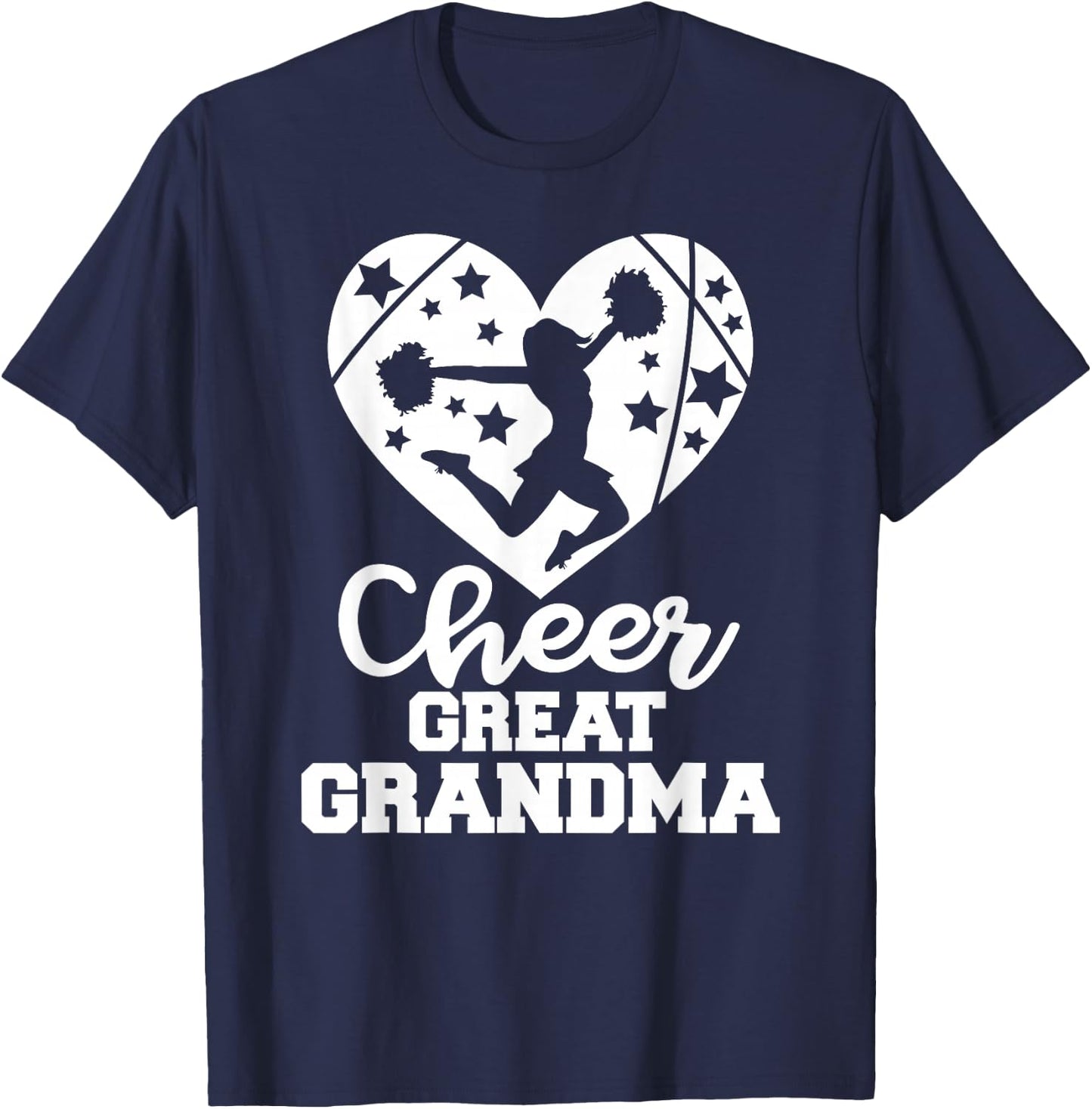 Cheer Great Grandma Heart Funny Cheerleader T-Shirt - T-Shirt | Navy