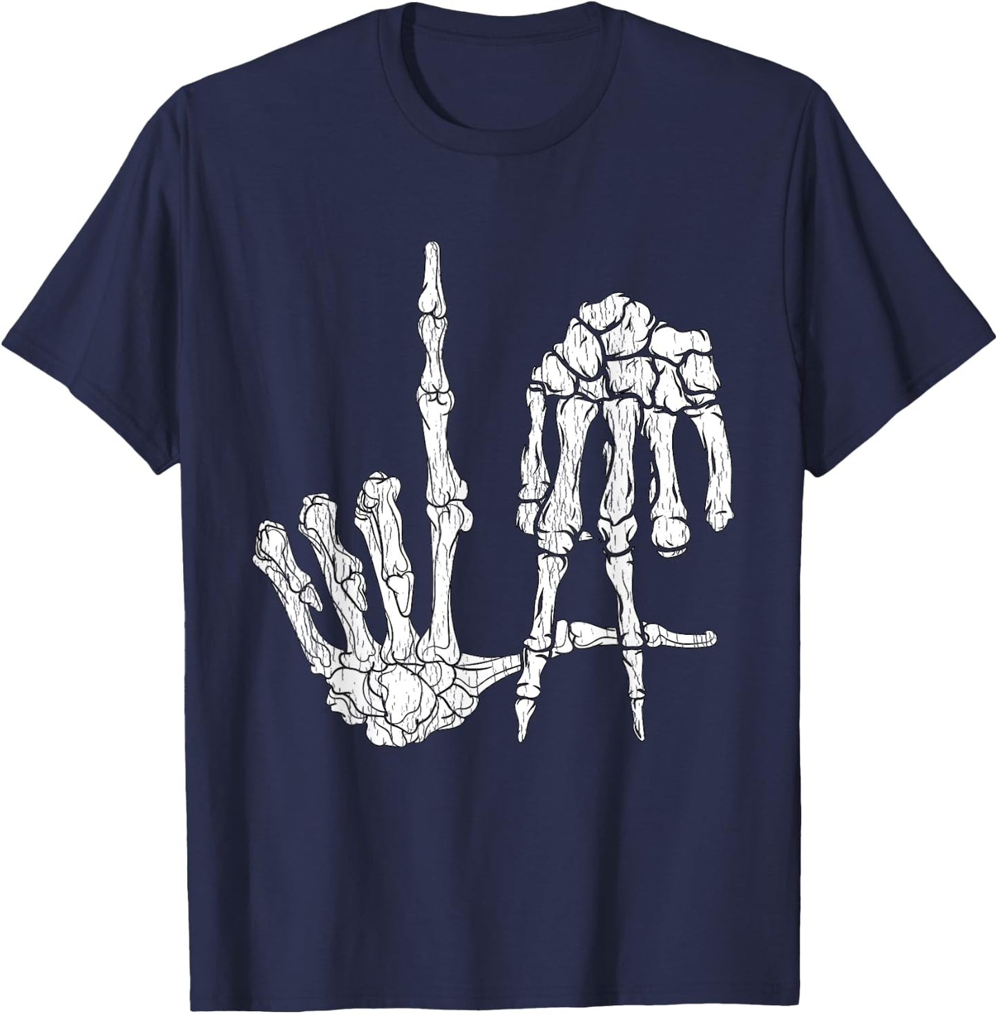 Retro LA Hands Skeleton Los Angeles Hand Sign Halloween T-Shirt - T-Shirt | Navy
