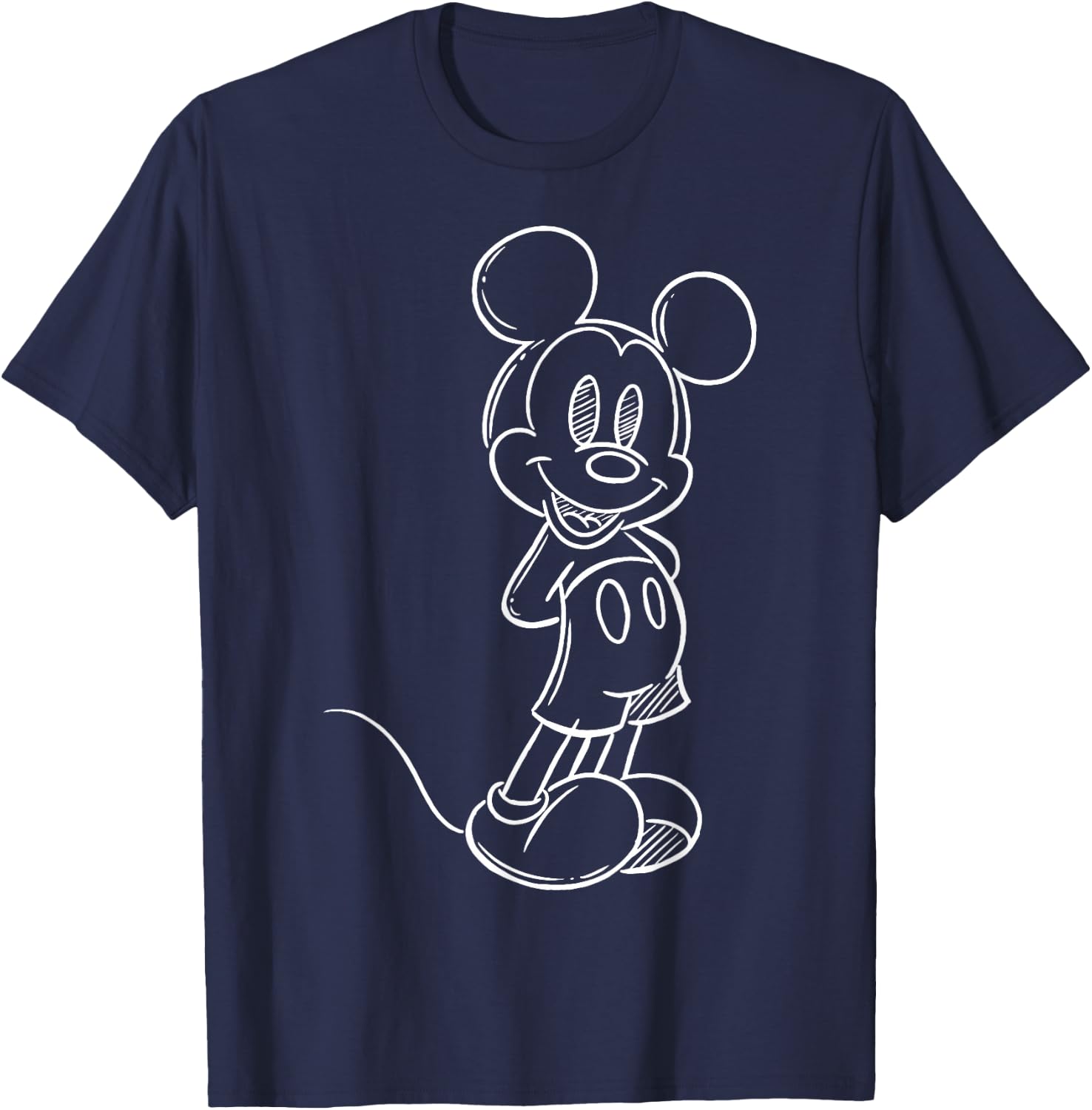 Disney Mickey & Friends Mickey White Sketch T-Shirt - T-Shirt | Navy