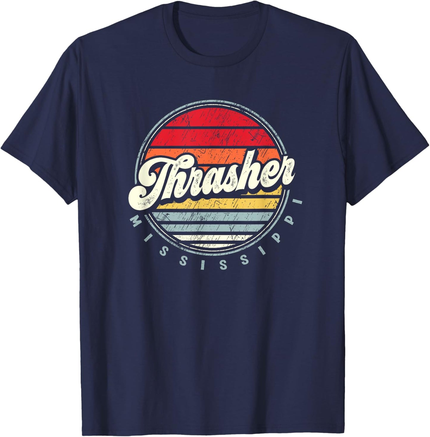 Retro Thrasher Home State Cool 70s Style Sunset T-Shirt - T-Shirt | Navy