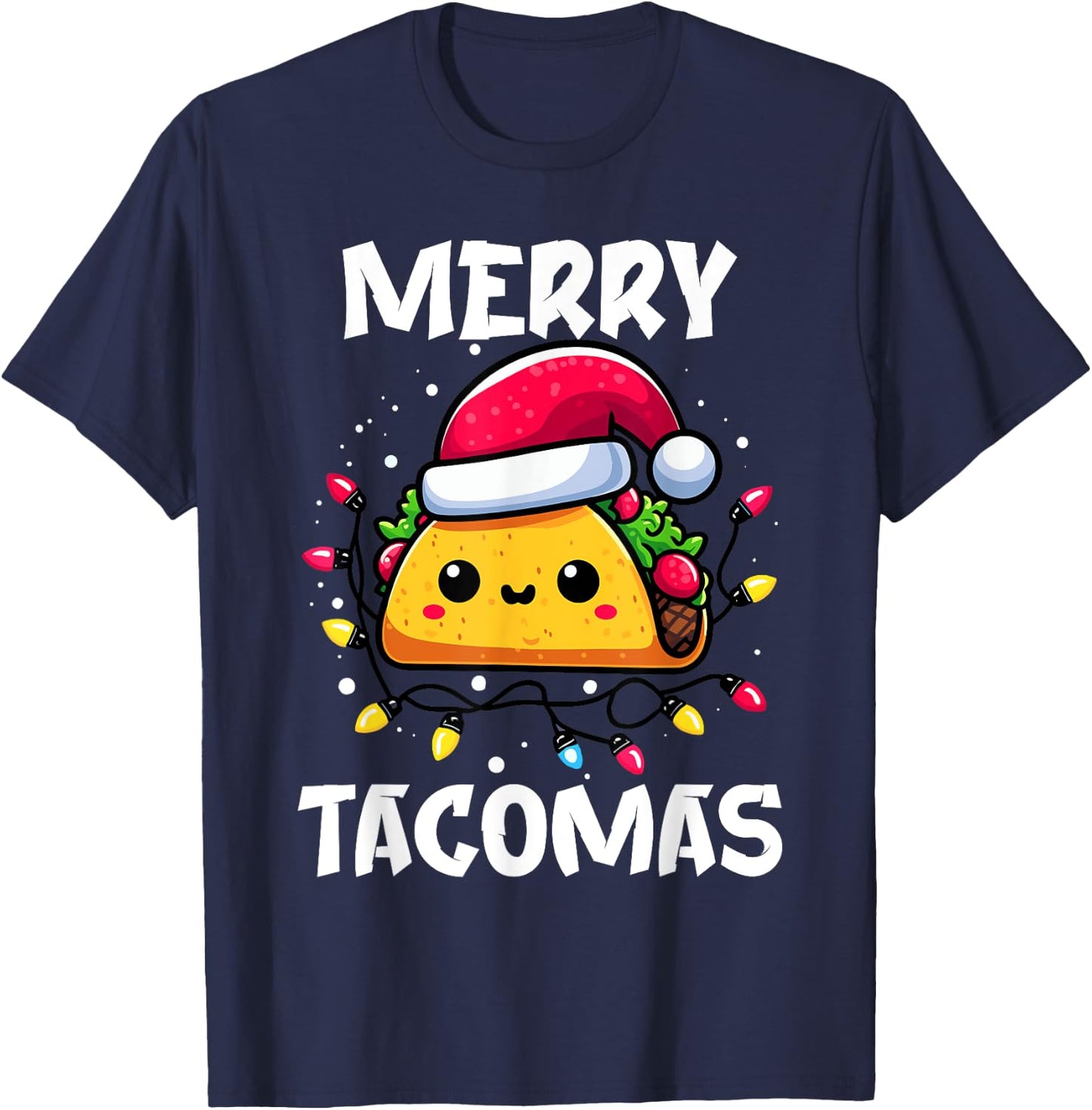 Merry Tacomas Christmas Taco Santa Claus Hat Funny Boys T-Shirt - T-Shirt | Navy