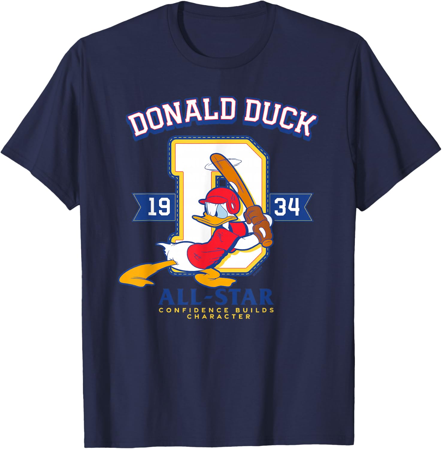 Disney Donald Duck Baseball 1934 All-Star Confidence Sports T-Shirt - T-Shirt | Navy