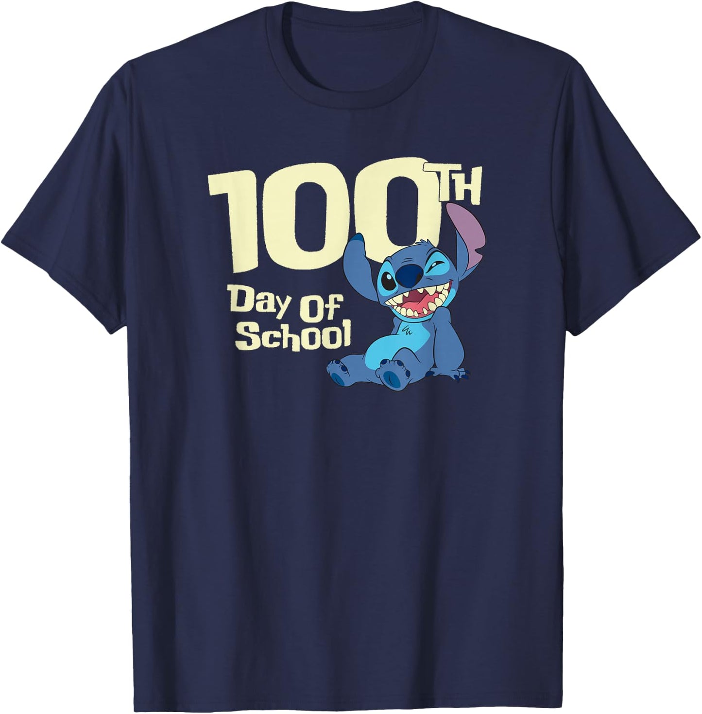 Disney Lilo & Stitch 100th Day of School Wink T-Shirt - T-Shirt | Navy