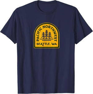 Vintage Seattle Washington PNW Pacific Northwest T-Shirt - T-Shirt | Navy
