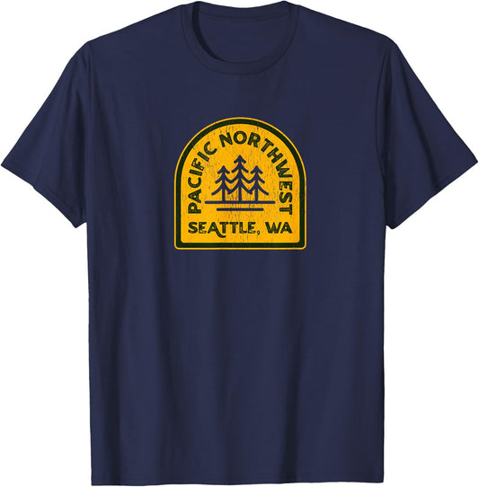 Vintage Seattle Washington PNW Pacific Northwest T-Shirt - T-Shirt | Navy
