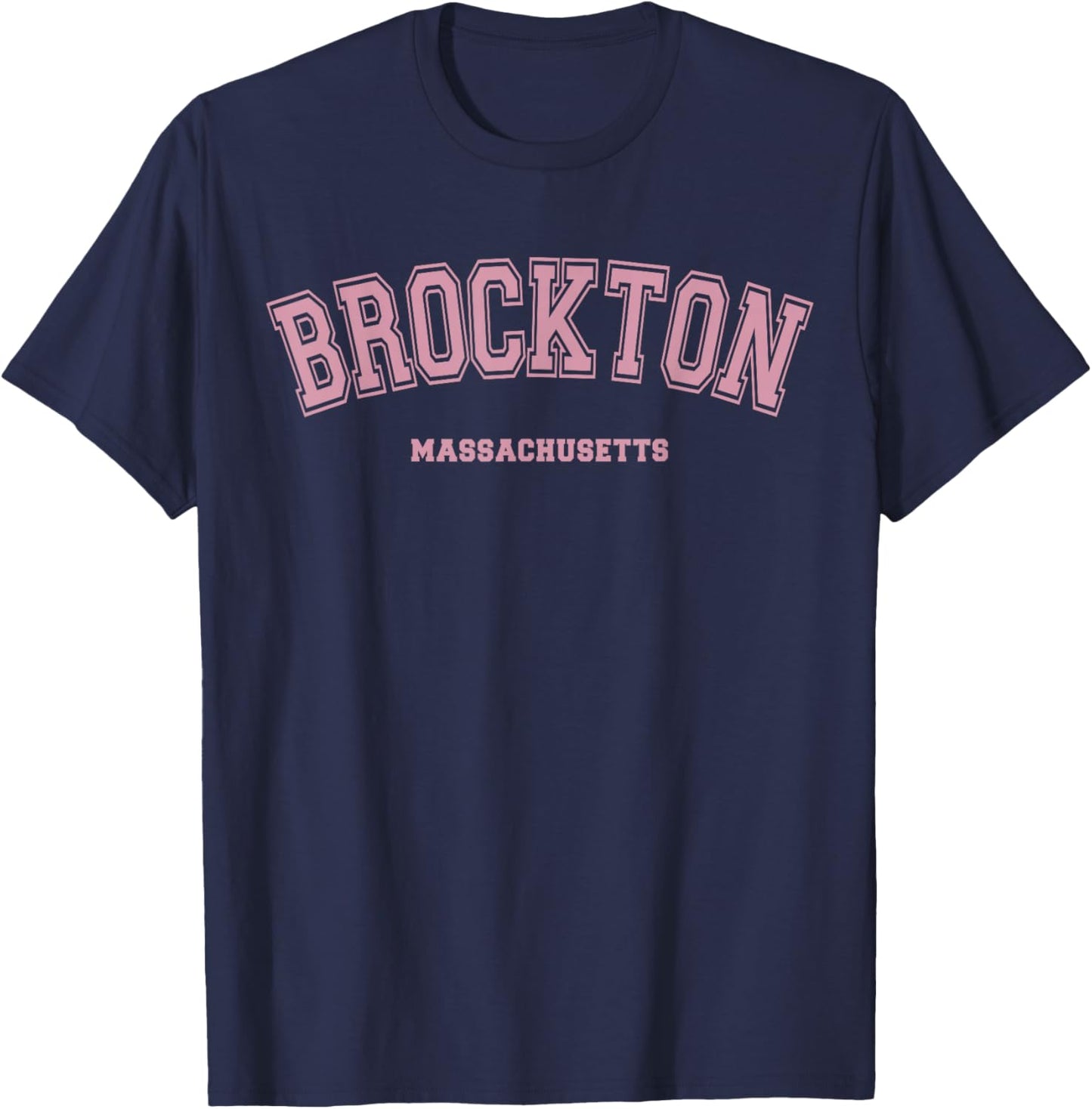 Pink Brockton Massachusetts MA Varsity Style on Brockton T-Shirt - T-Shirt | Navy
