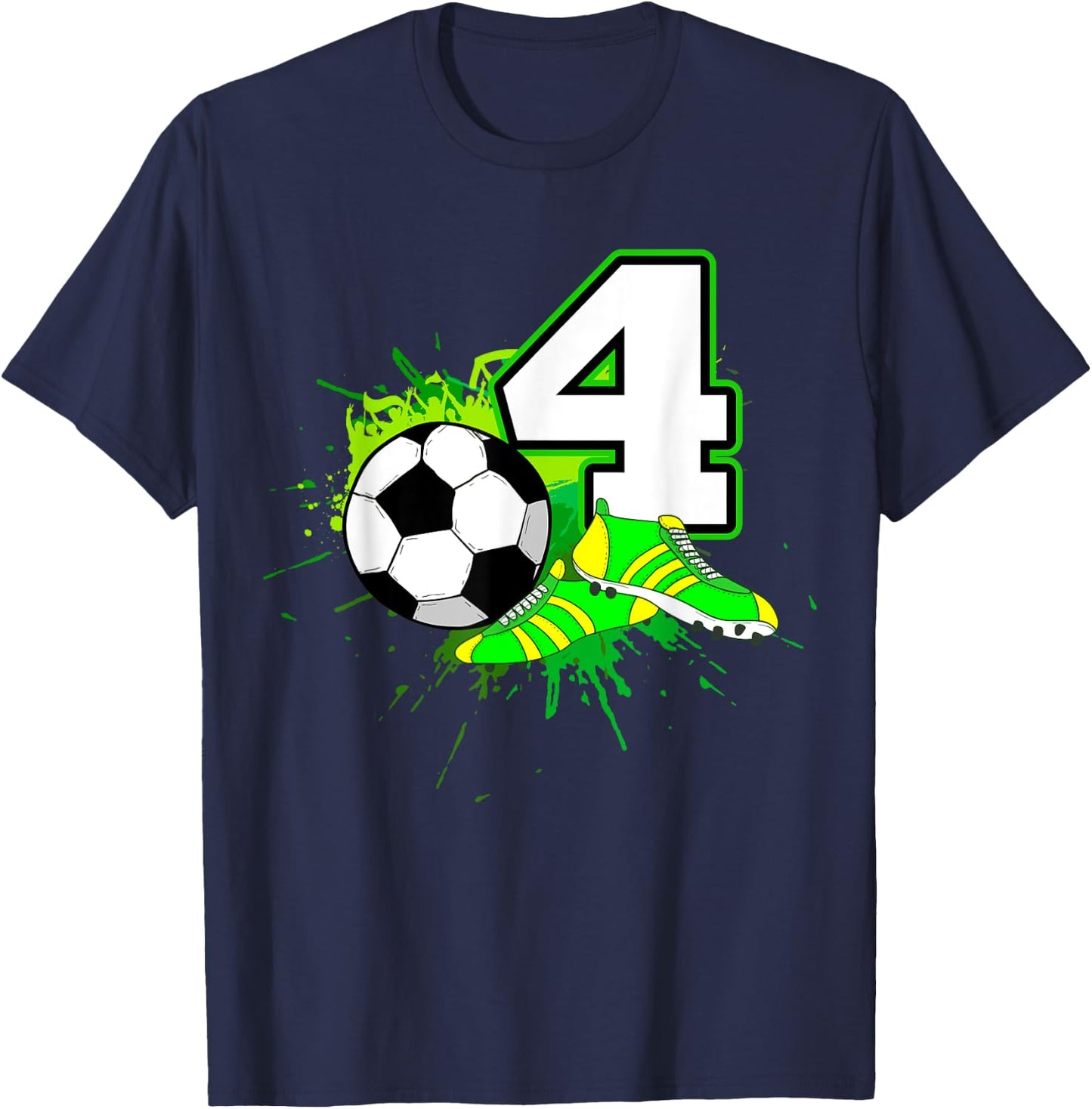 4th Birthday Soccer Football Sport 4 Year Old Funny B-Day T-Shirt - T-Shirt | Navy