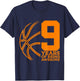 9 Years of Being Awesome Basketball 9th Birthday T-Shirt - T-Shirt | Navy
