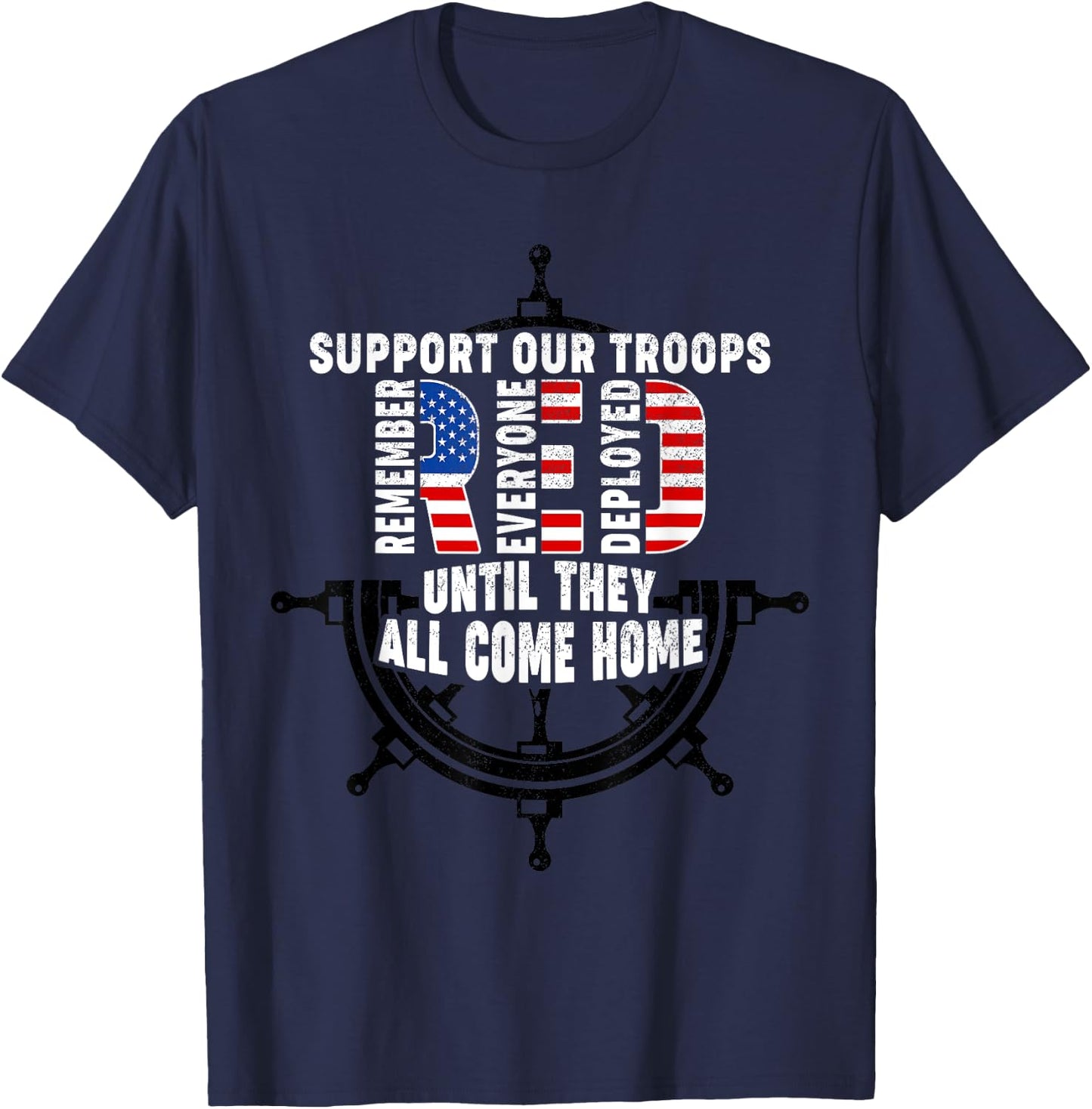 On Friday We Wear Red Friday Navy Support Troops US Flag T-Shirt - T-Shirt | Navy