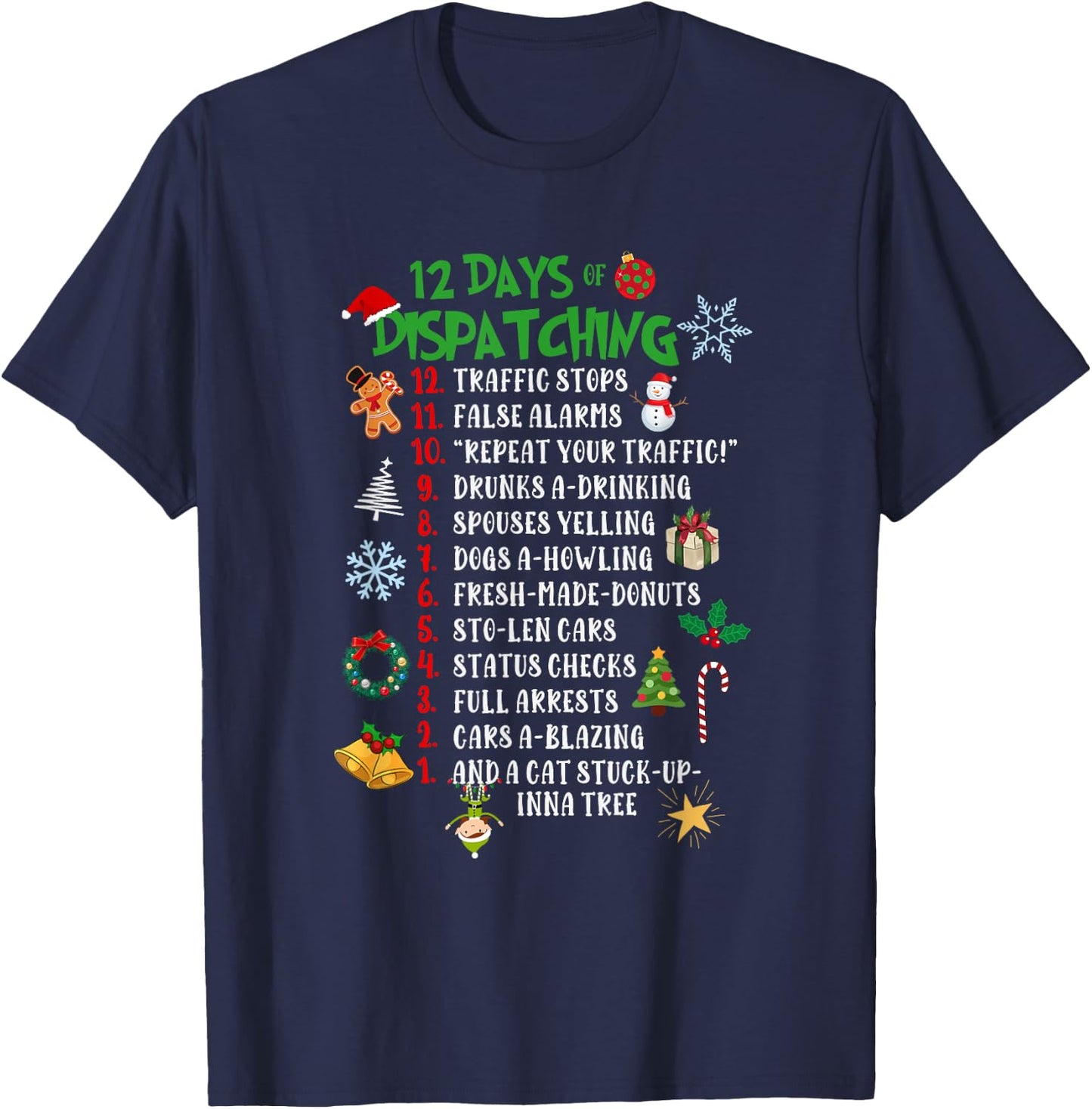 Funny 911 Dispatcher Police Thin Gold Line T-Shirt - T-Shirt | Navy