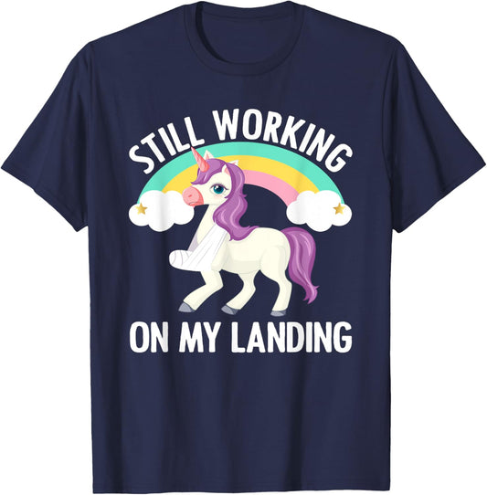 Cool Broken Arm Women Broke Elbow Hand Unicorn T-Shirt - T-Shirt | Navy