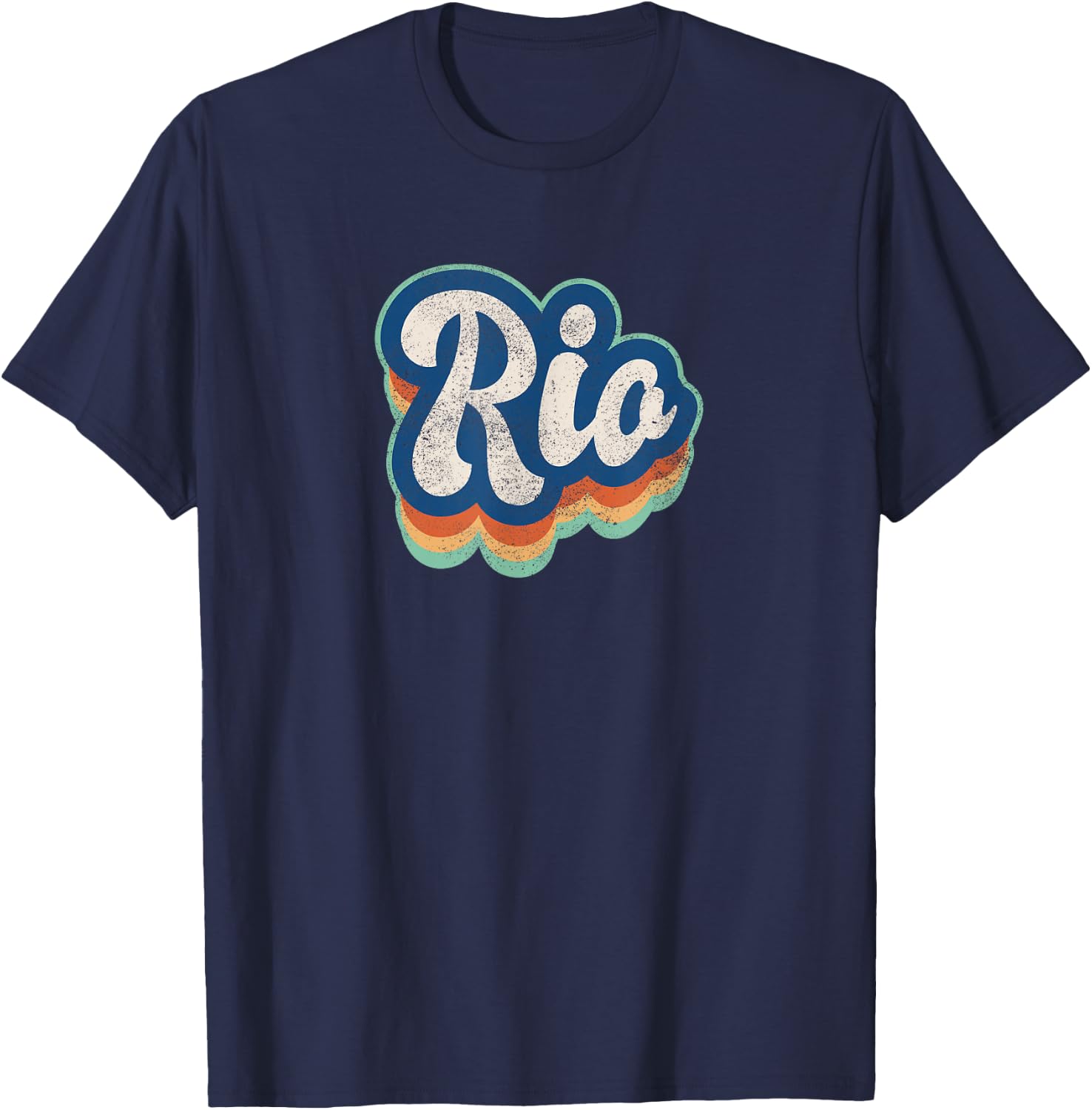 Rio First Name Boy Vintage Style 70s 80s Personalized T-Shirt - T-Shirt | Navy