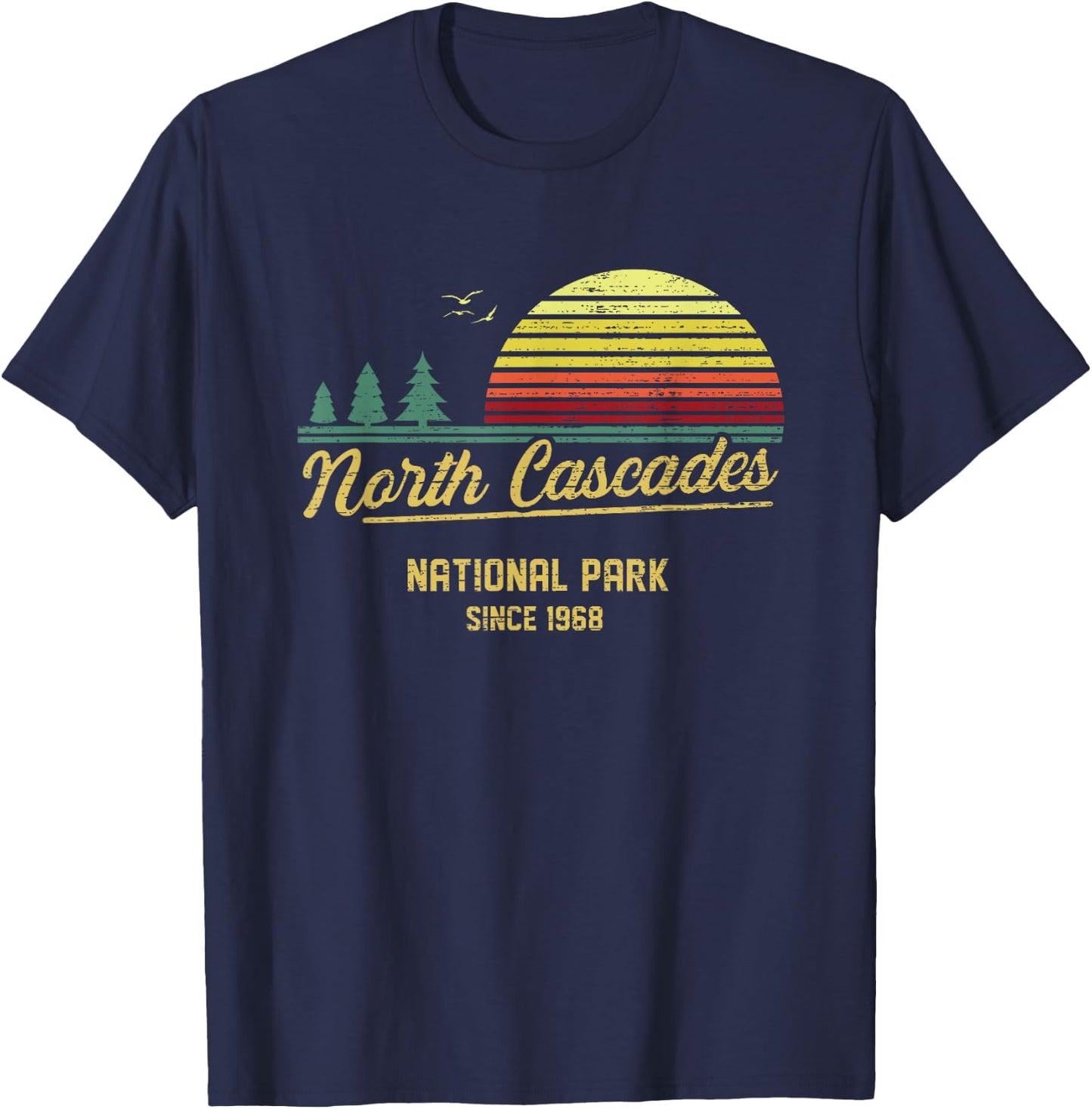 North Cascades 1968 EST National Park Vintage Retro Outdoor T-Shirt - T-Shirt | Navy