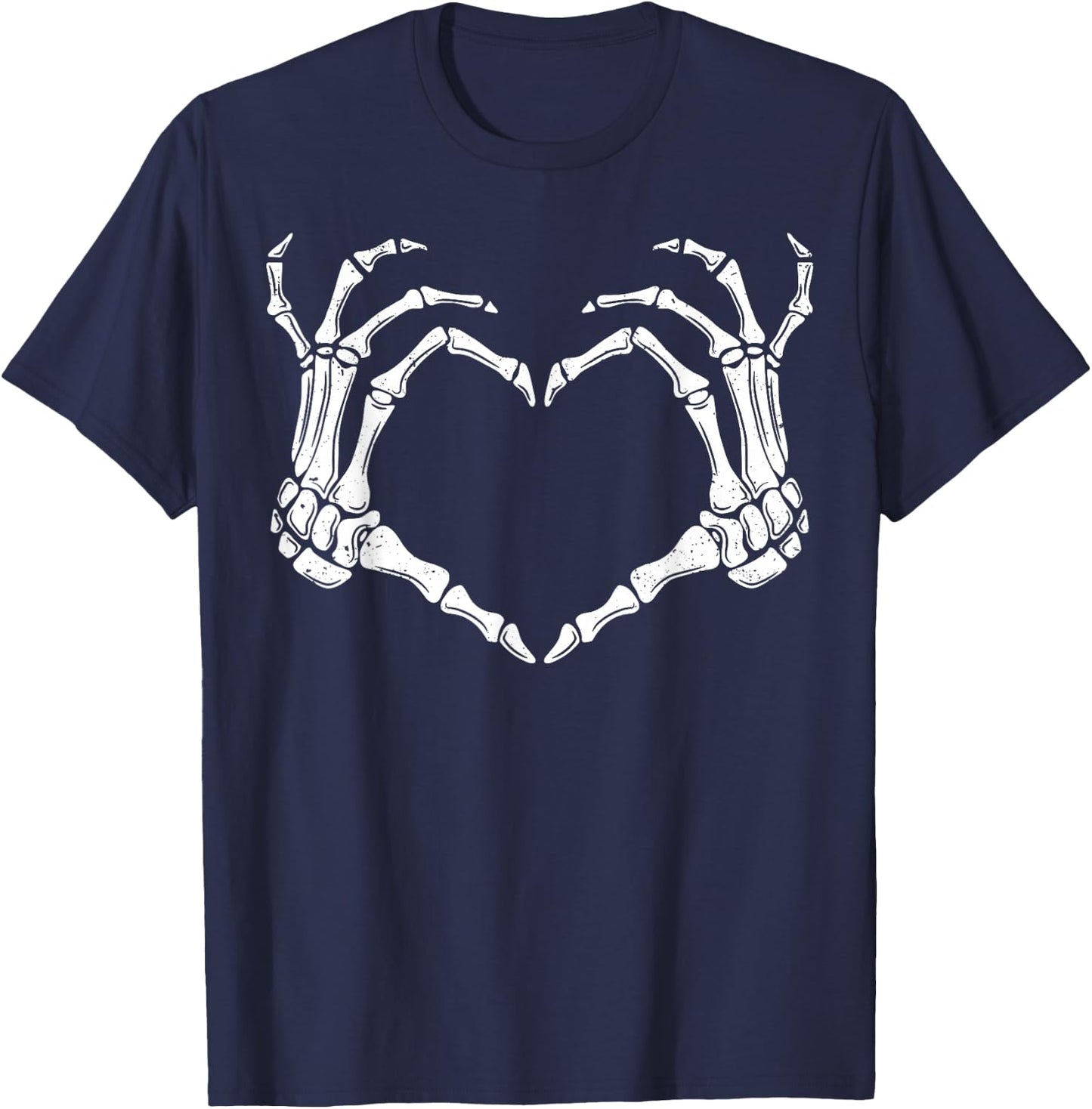 Skeleton Hands Heart Sign Retro Halloween Costume Women Men T-Shirt - T-Shirt | Navy