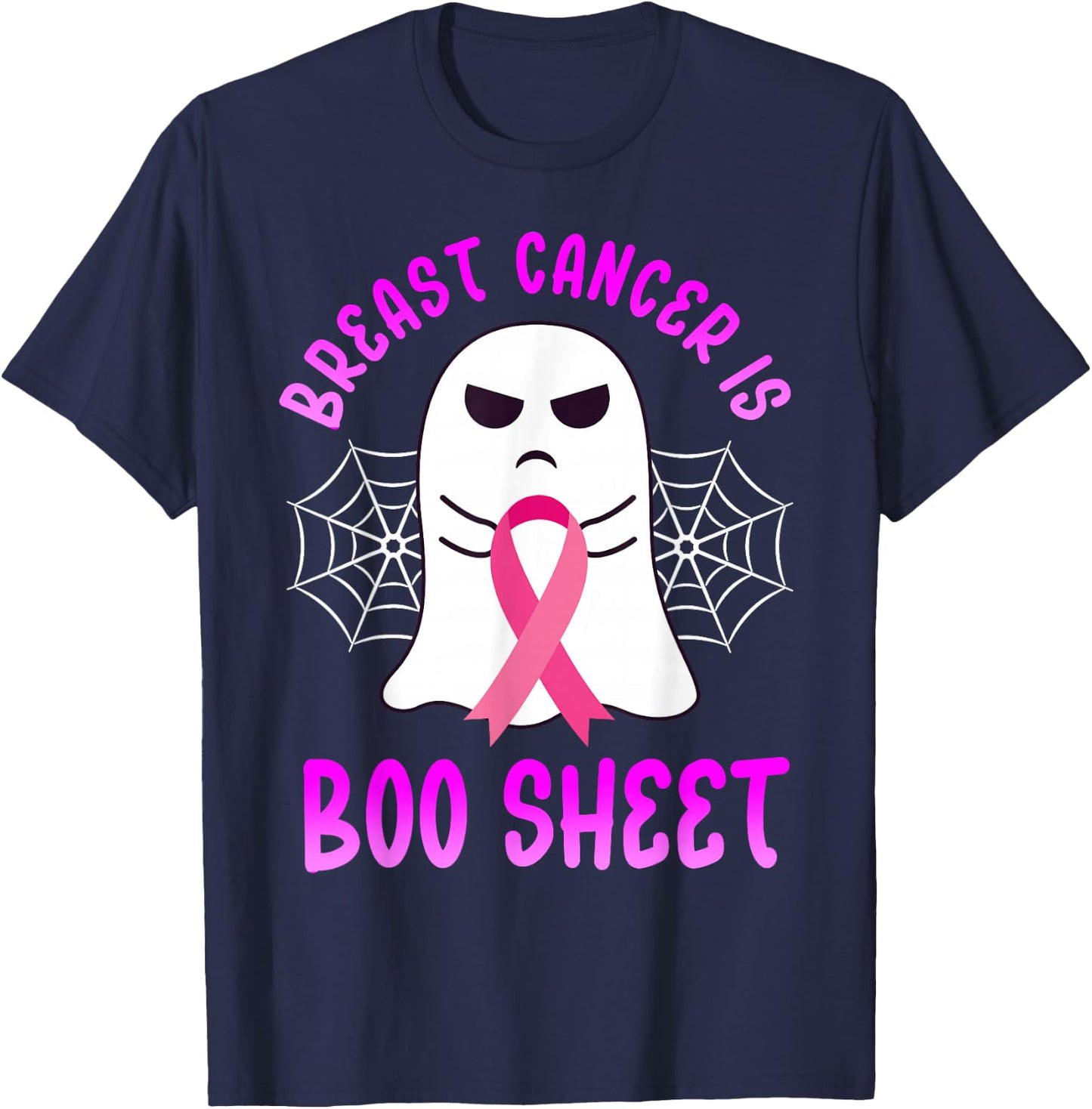 Breast Cancer Is Boo Sheet Halloween Breast Cancer Awareness T-Shirt - T-Shirt | Navy