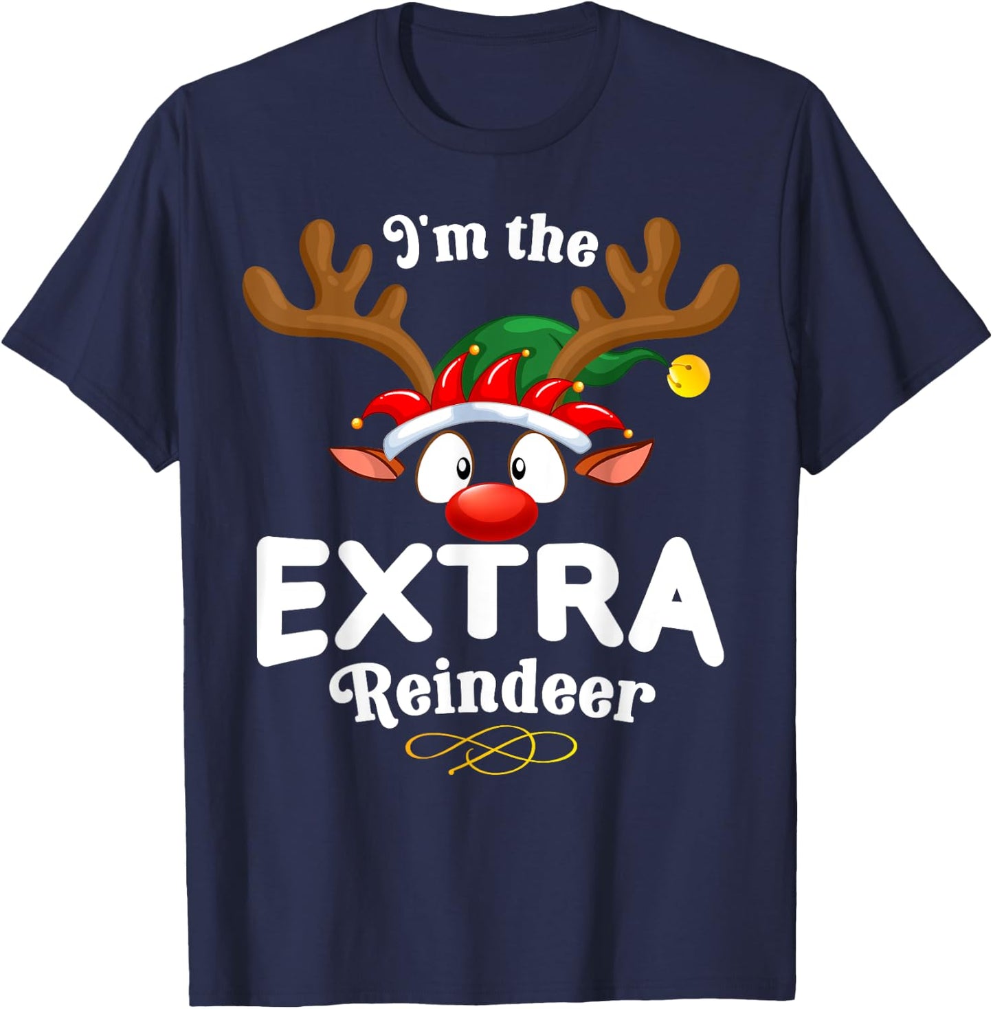 Christmas PJS Extra XMas Reindeer Matching T-Shirt - T-Shirt | Navy