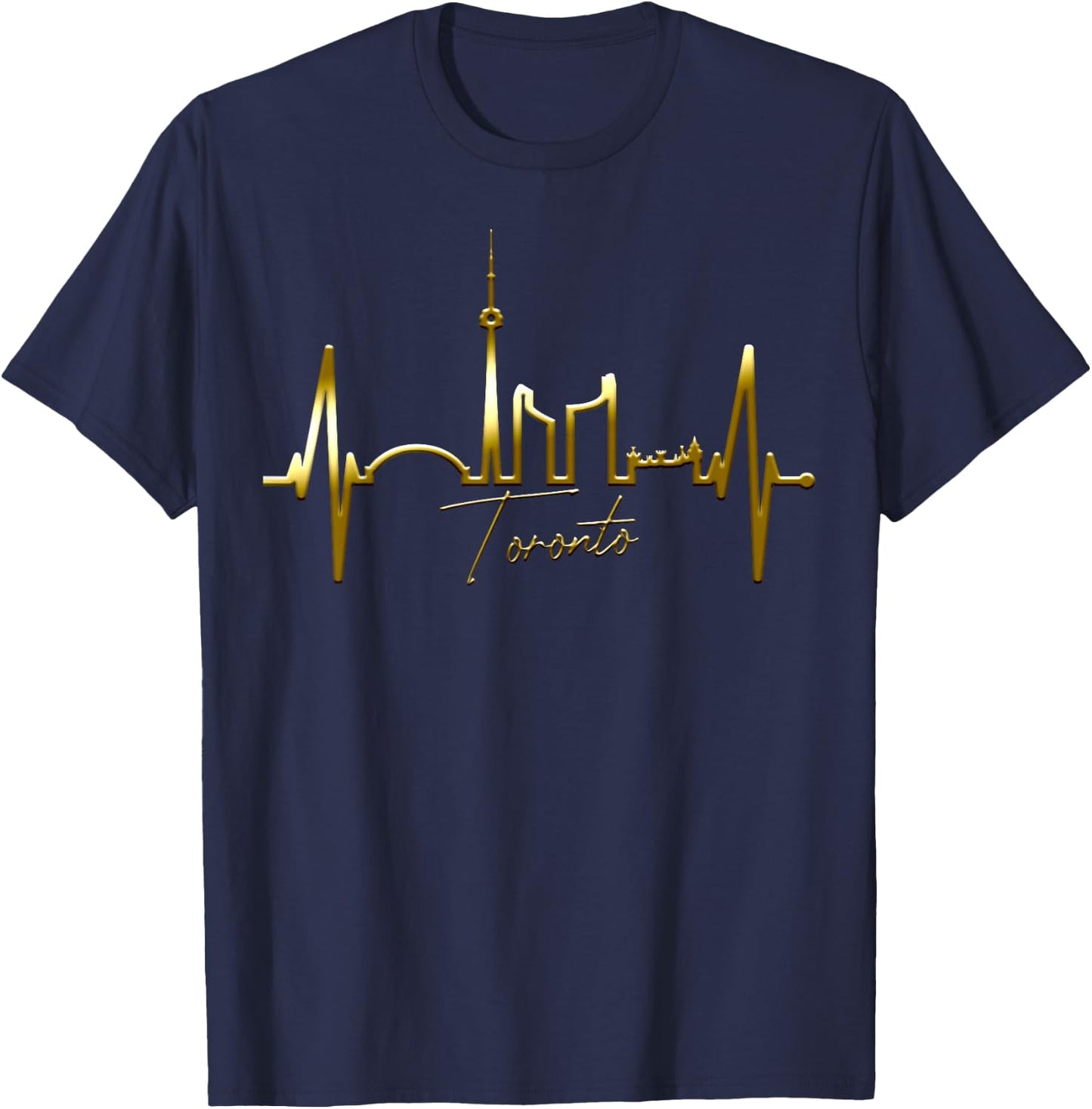 Toronto Skyline Heartbeat Canadian Lover I Love Canada T-Shirt - T-Shirt | Navy