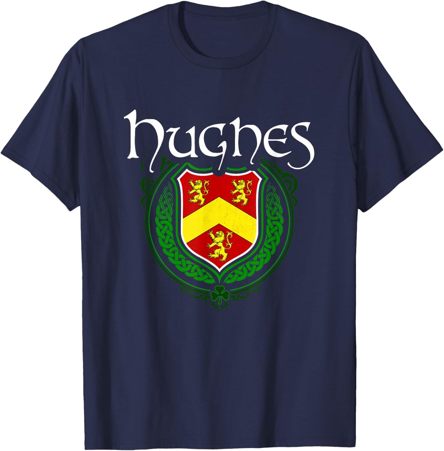 Hughes Surname Irish Clan Tartan Badge Ireland T-Shirt - T-Shirt | Navy