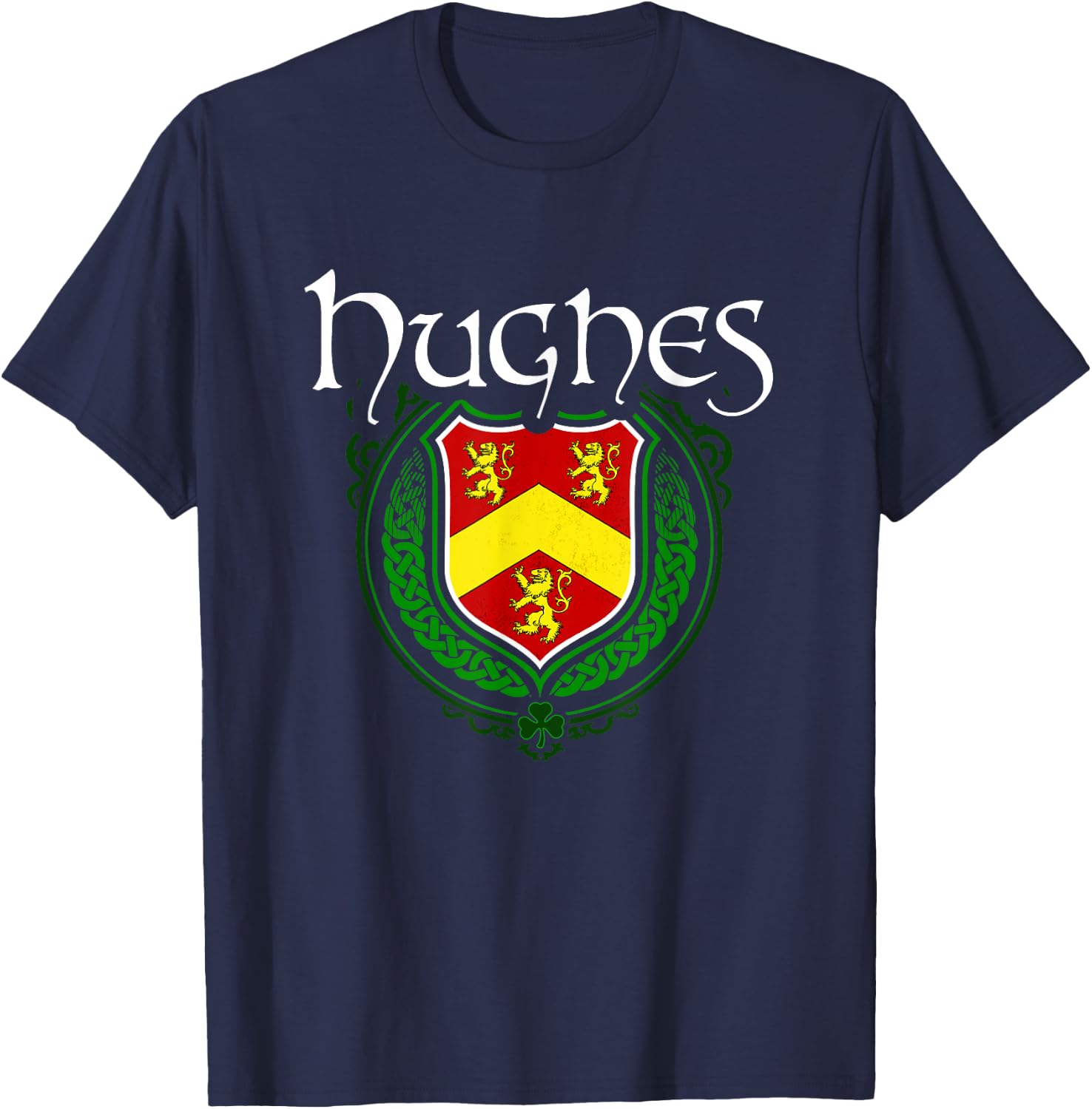 Hughes Surname Irish Clan Tartan Badge Ireland T-Shirt - T-Shirt | Navy