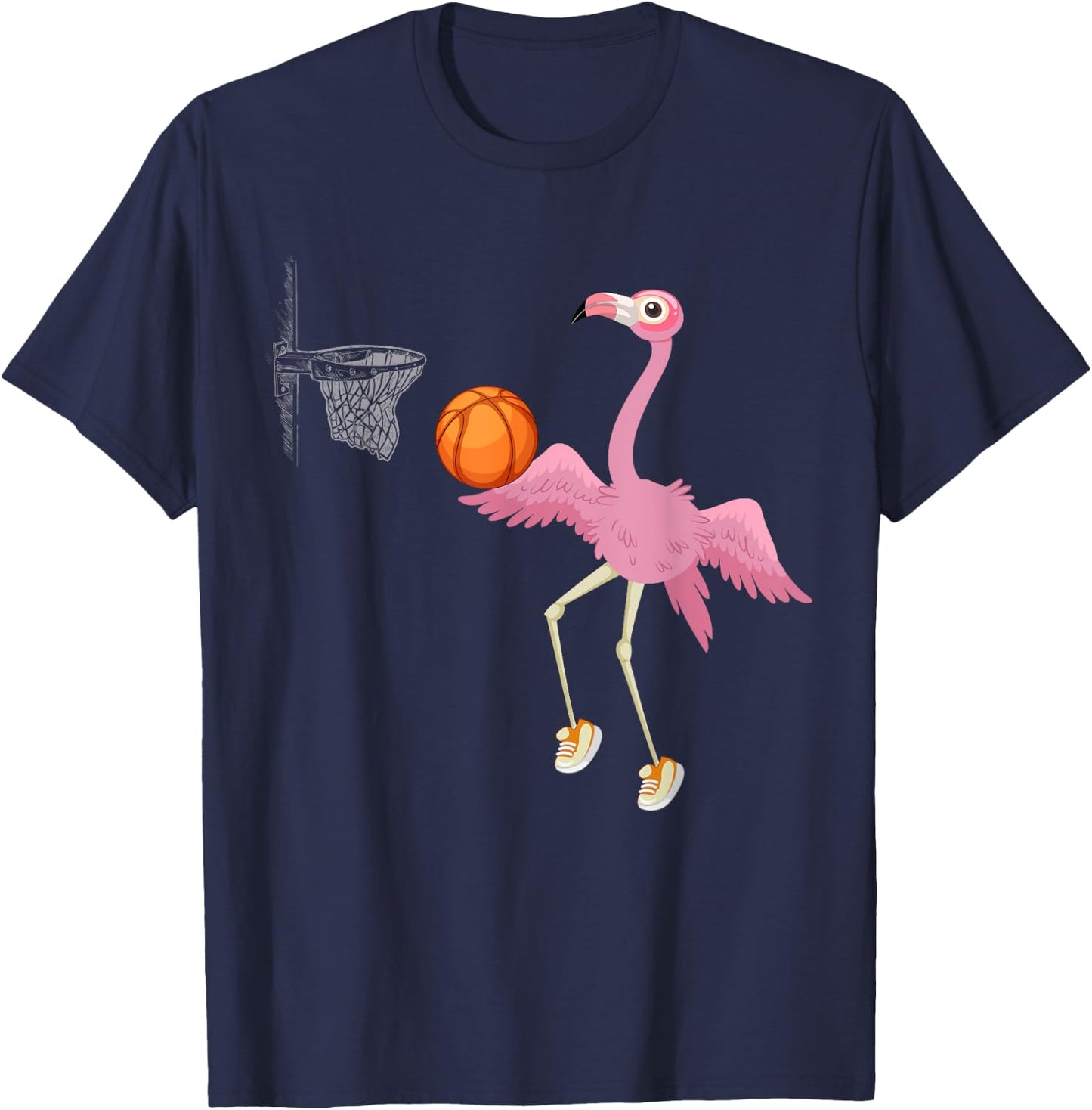 Flamingo Basketball Flamingo Playing Basketball Flamingo T-Shirt - T-Shirt | Navy