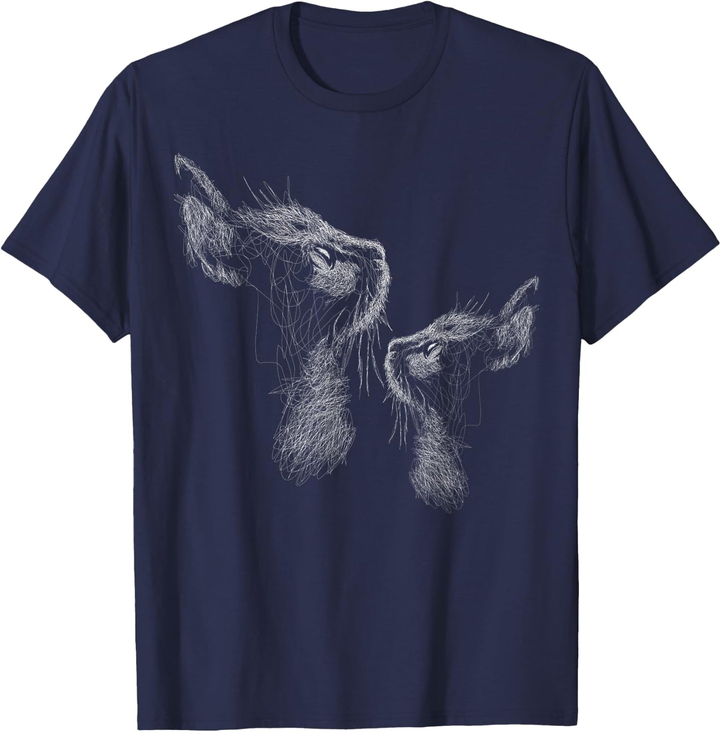cute two cat scribble art sketch for lover cats kitty kitten Women Kids T-Shirt - T-Shirt | Navy