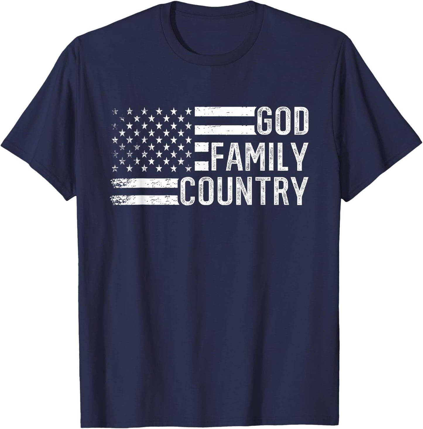 God Family Country - Patriotic Christian US Flag T-Shirt - T-Shirt | Navy